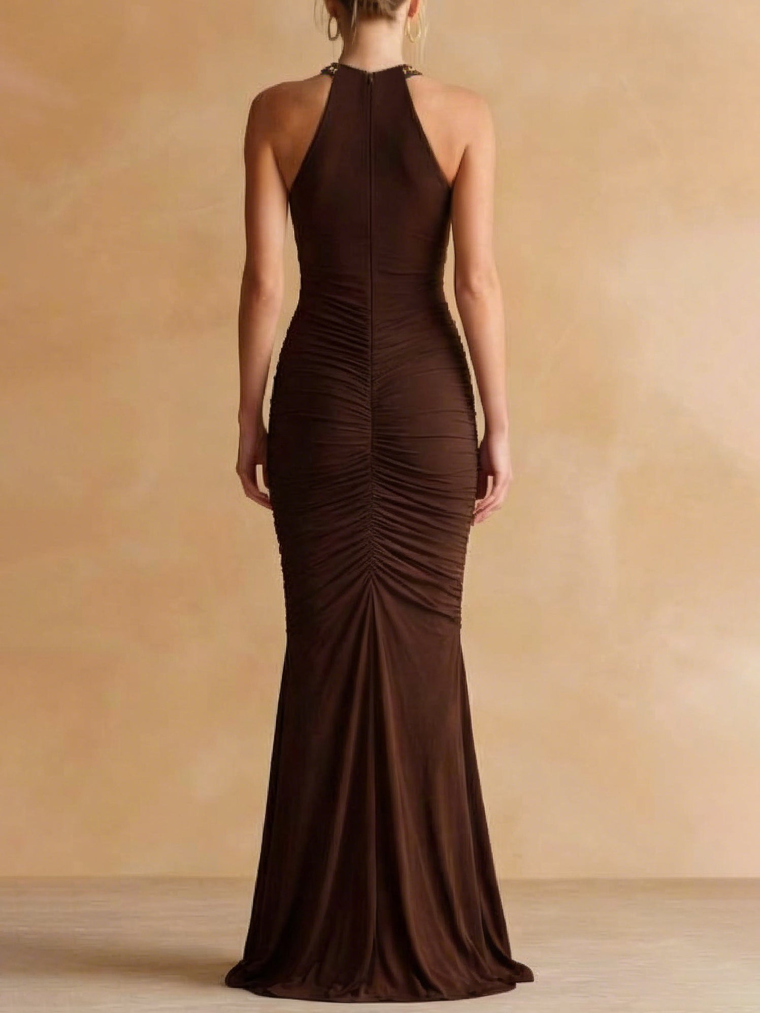 Robe de soirée Mixi extensible à découpes et dos nu Liserie