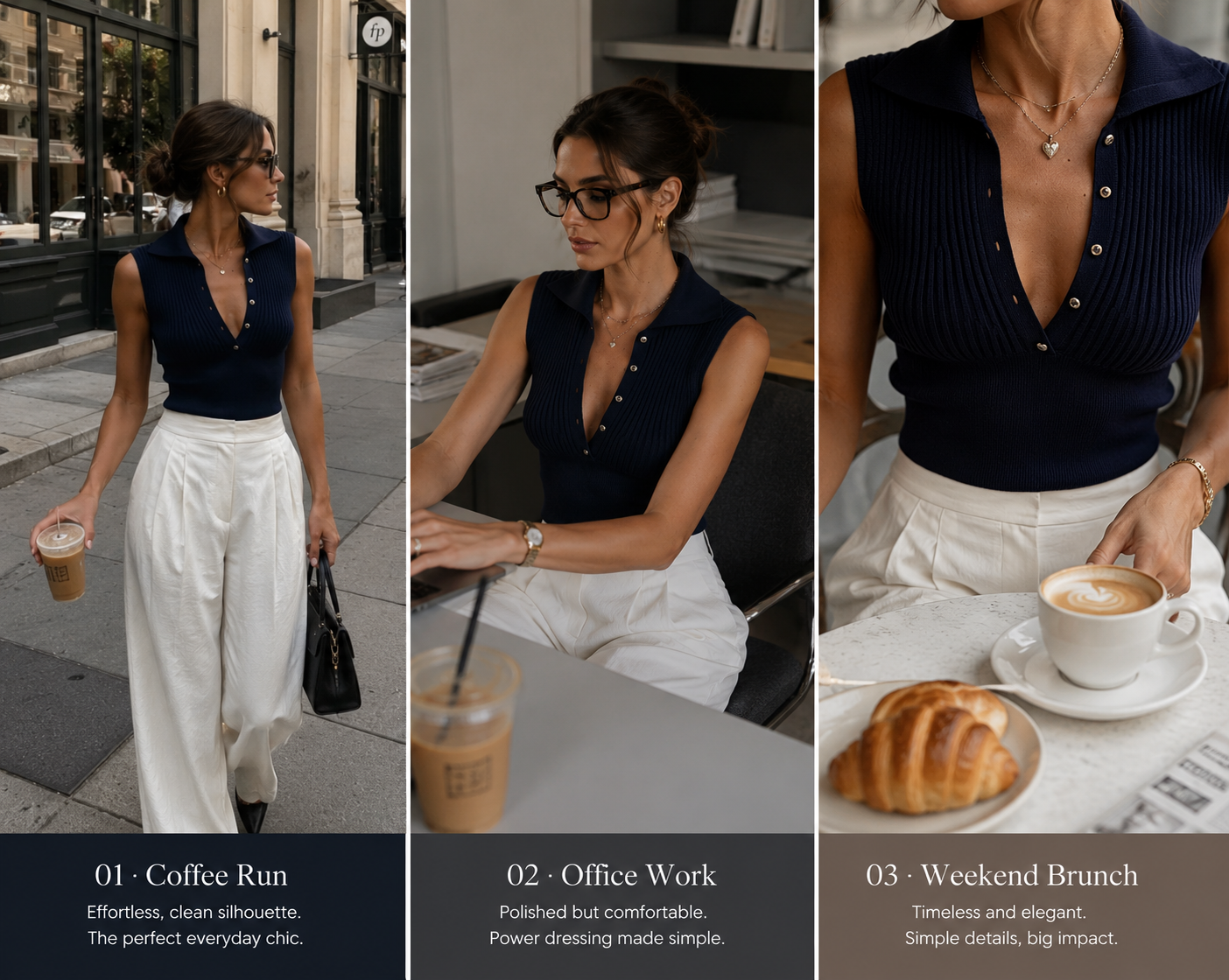 Liserie Ribbed Collared Knit Top