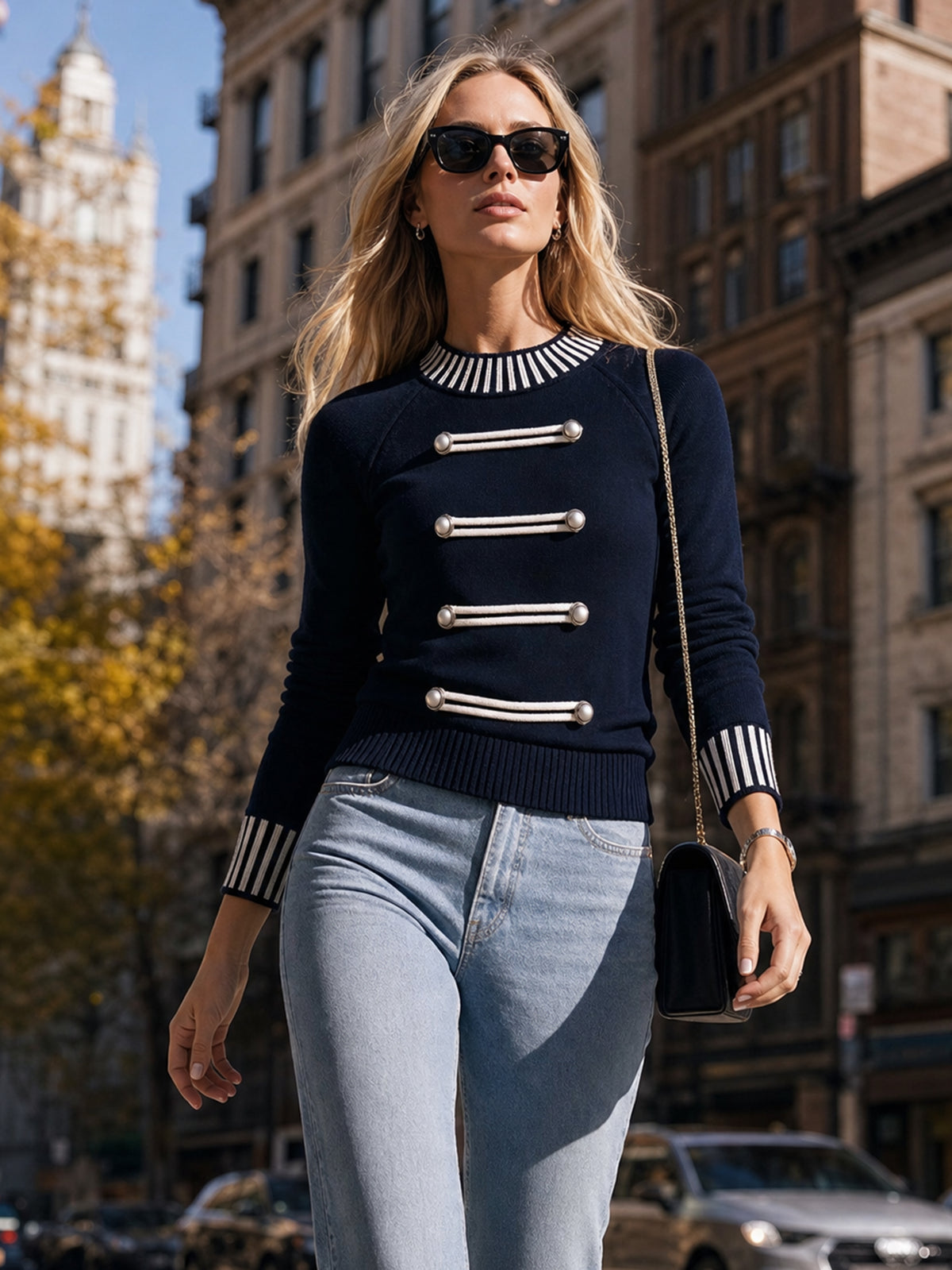 Pearl Button Knit Sweater