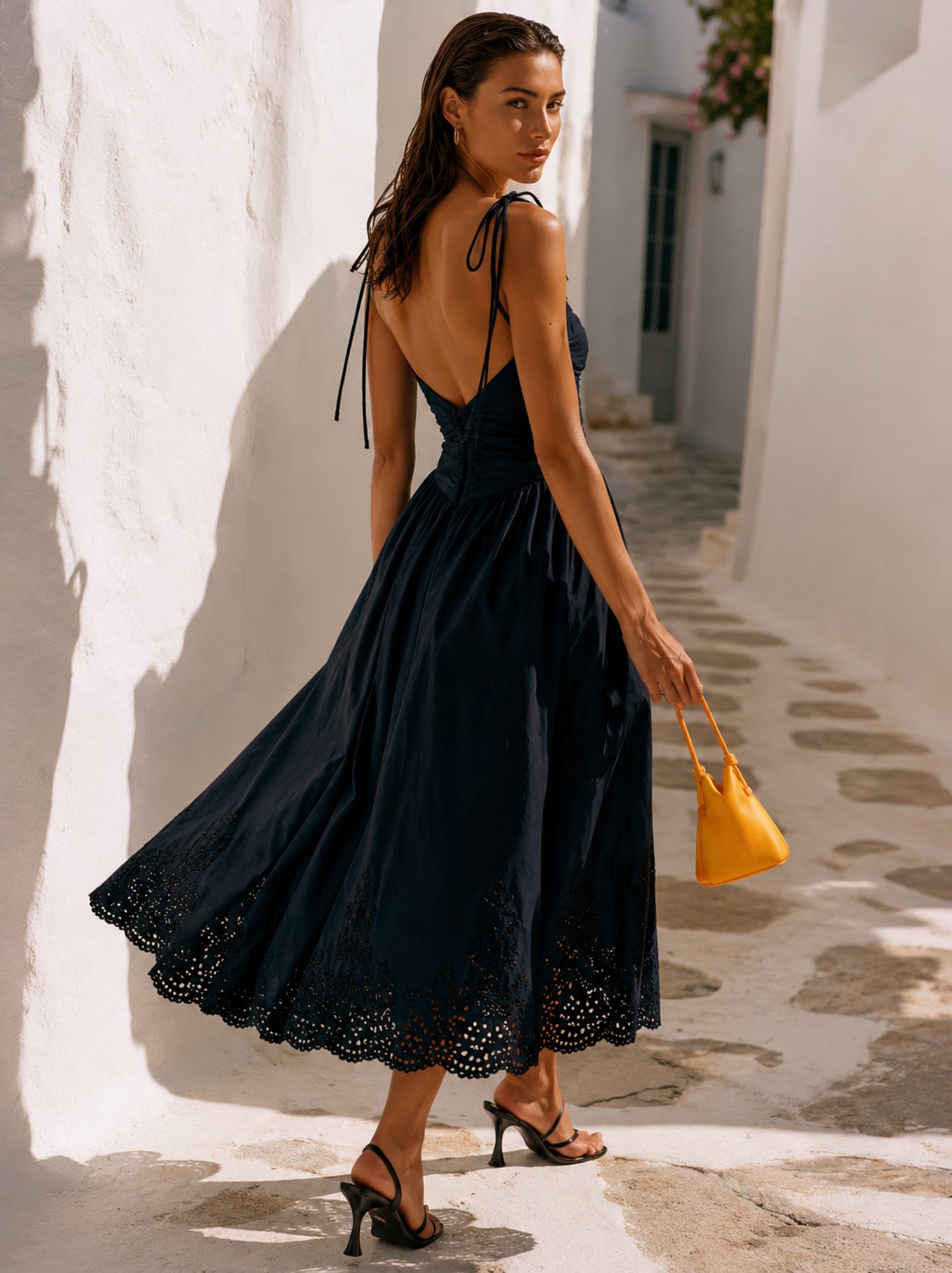 Liserie Mediterranean Midnight Broderie Anglaise Midi Dress