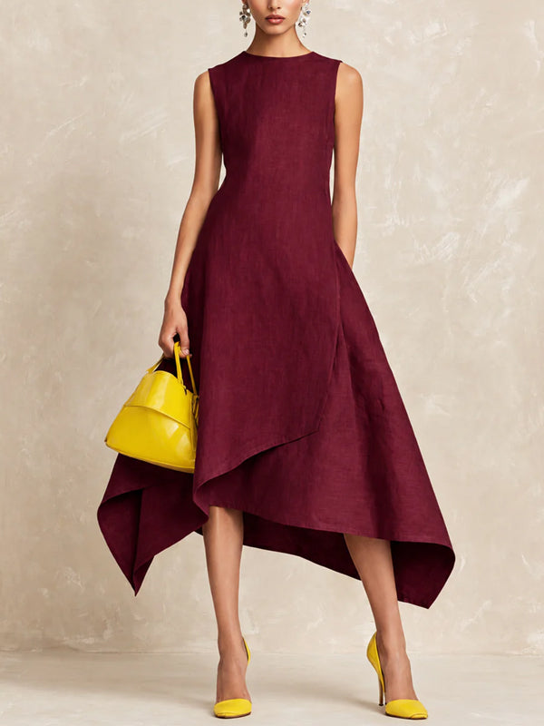 Liserie Elegant Asymmetric Midi Dress