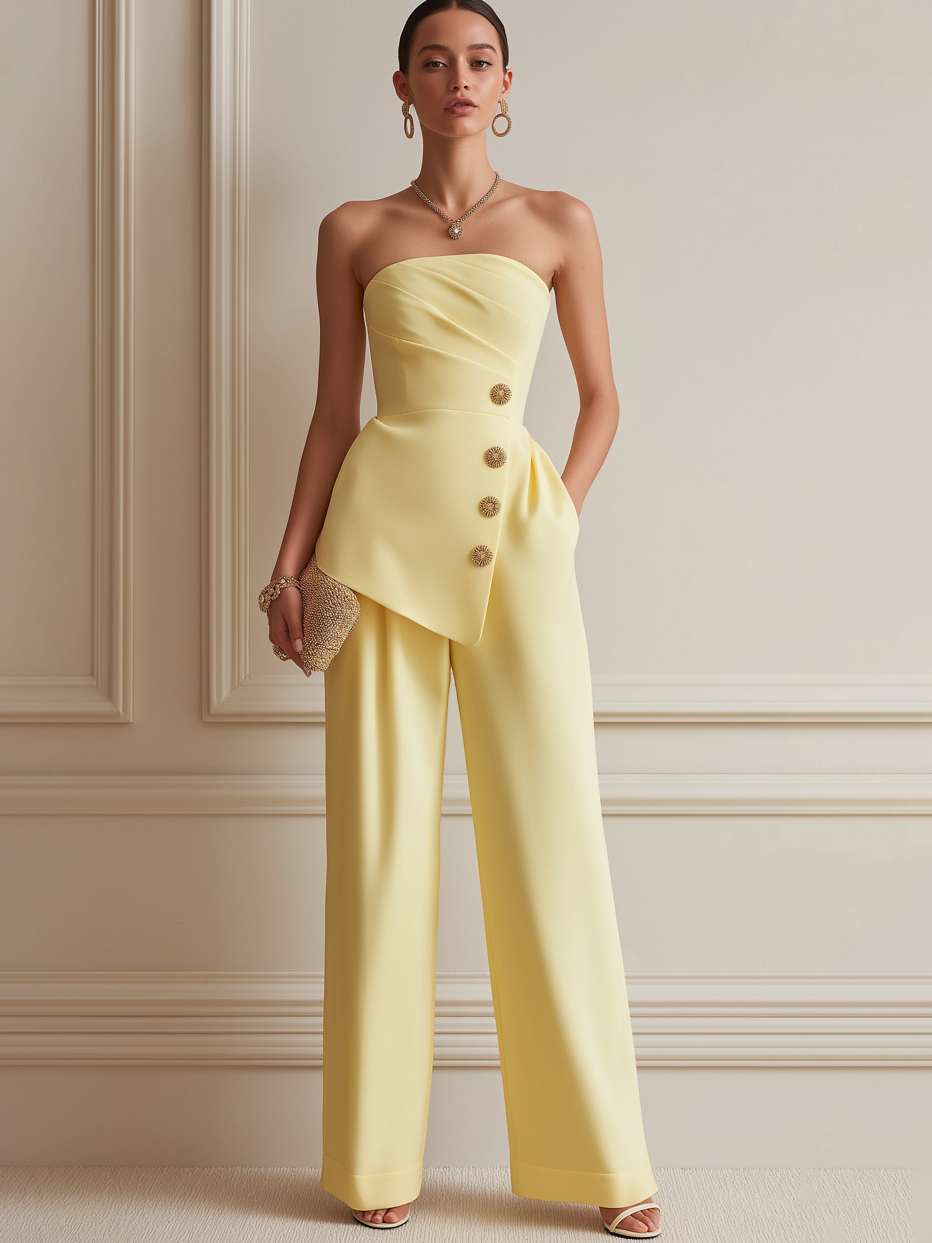 Liserie Strapless Wide-Leg Jumpsuit