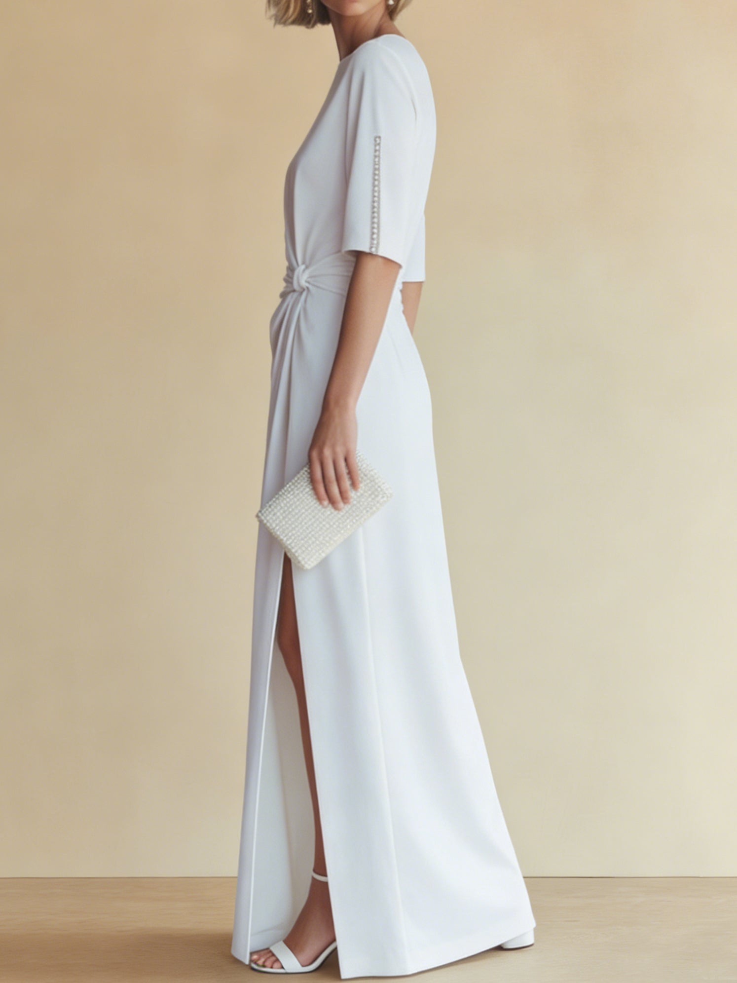 Liserie Pearl Detail Maxi Formal Evening Dress