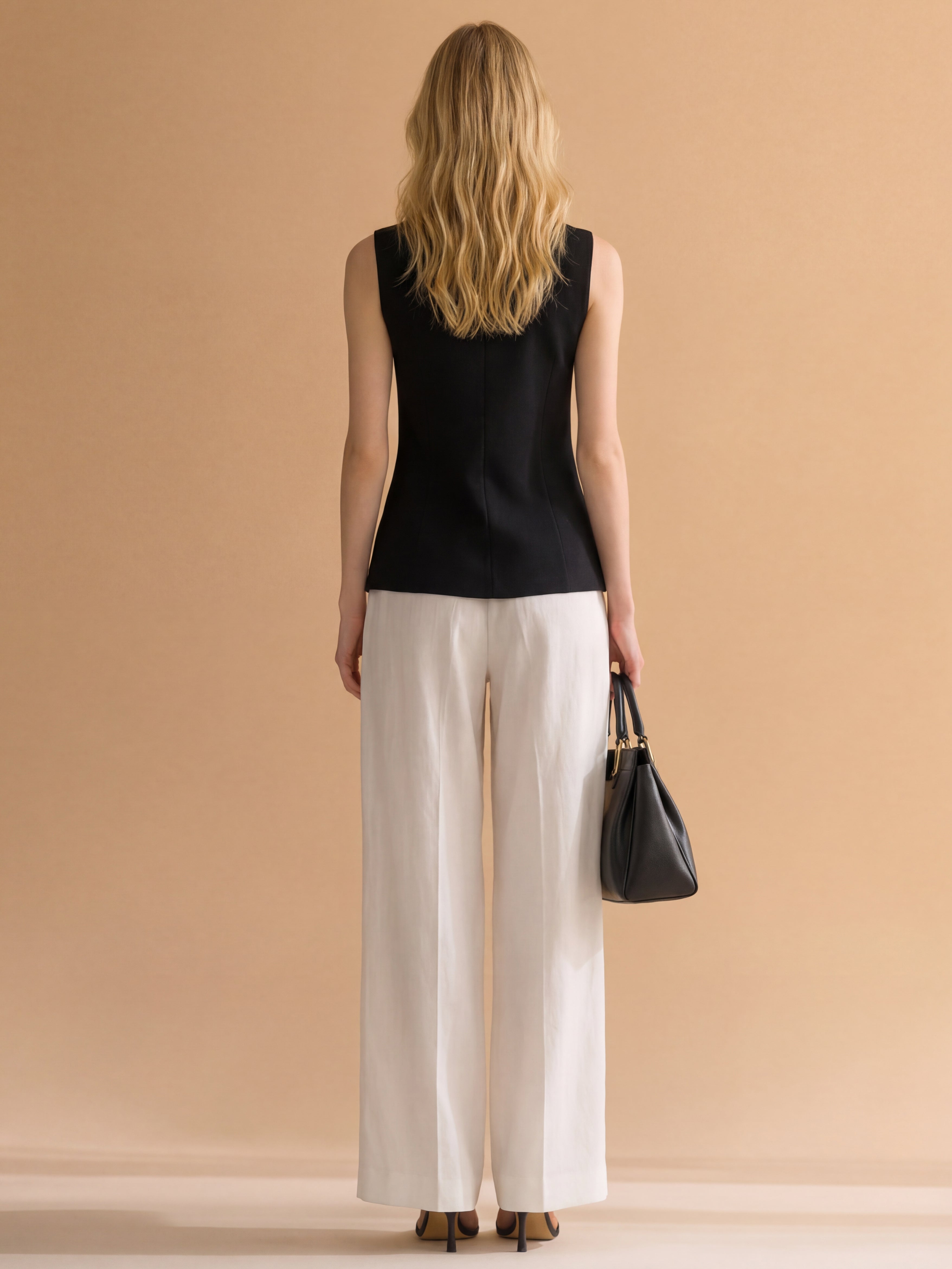 Liserie Cotton Linen Lace-Up Blouse & Wide Leg Trousers