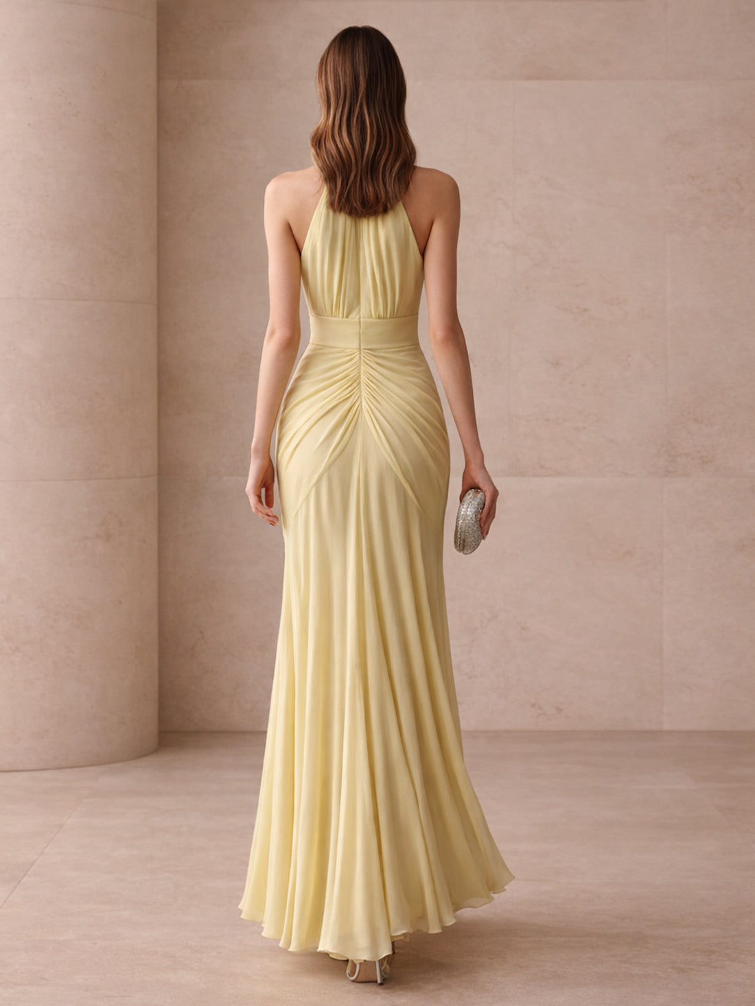 Liserie Butter Yellow Bridesmaid Cocktail Maxi Dress