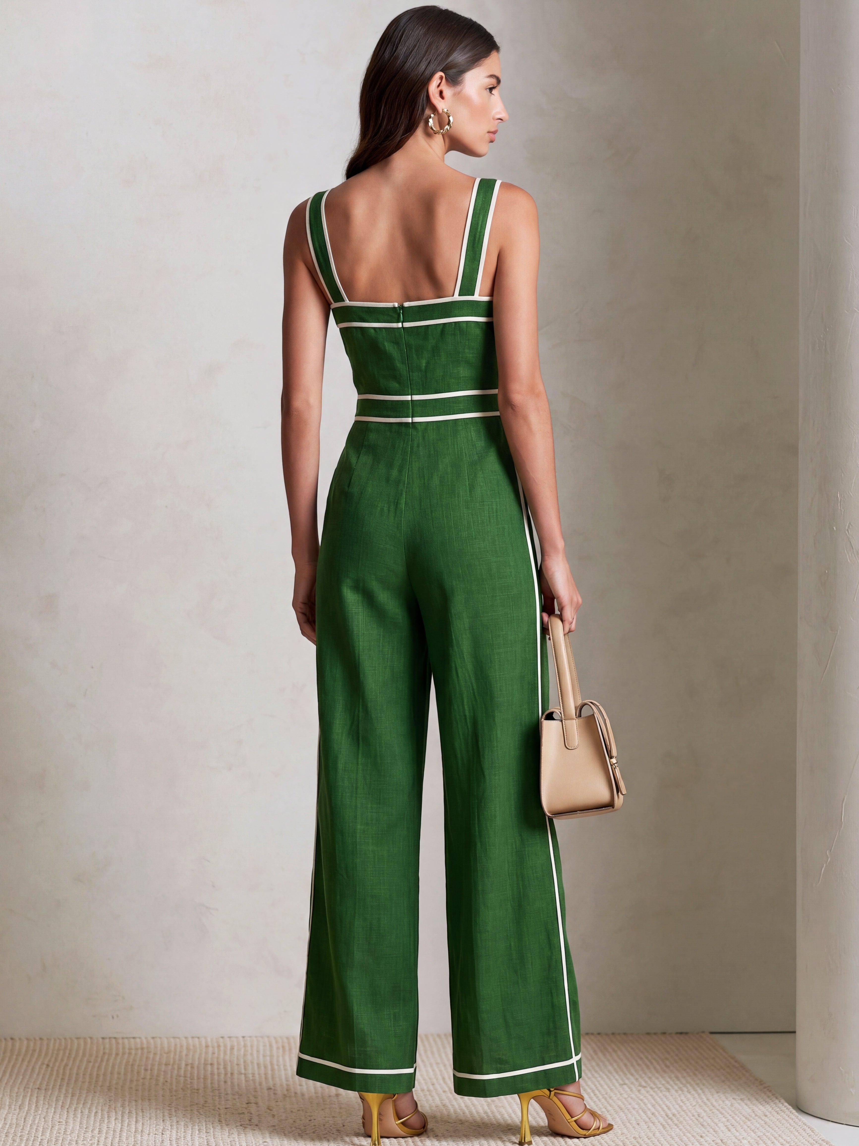 Liserie Forest Green Tailored Wide Leg Jumpsuit