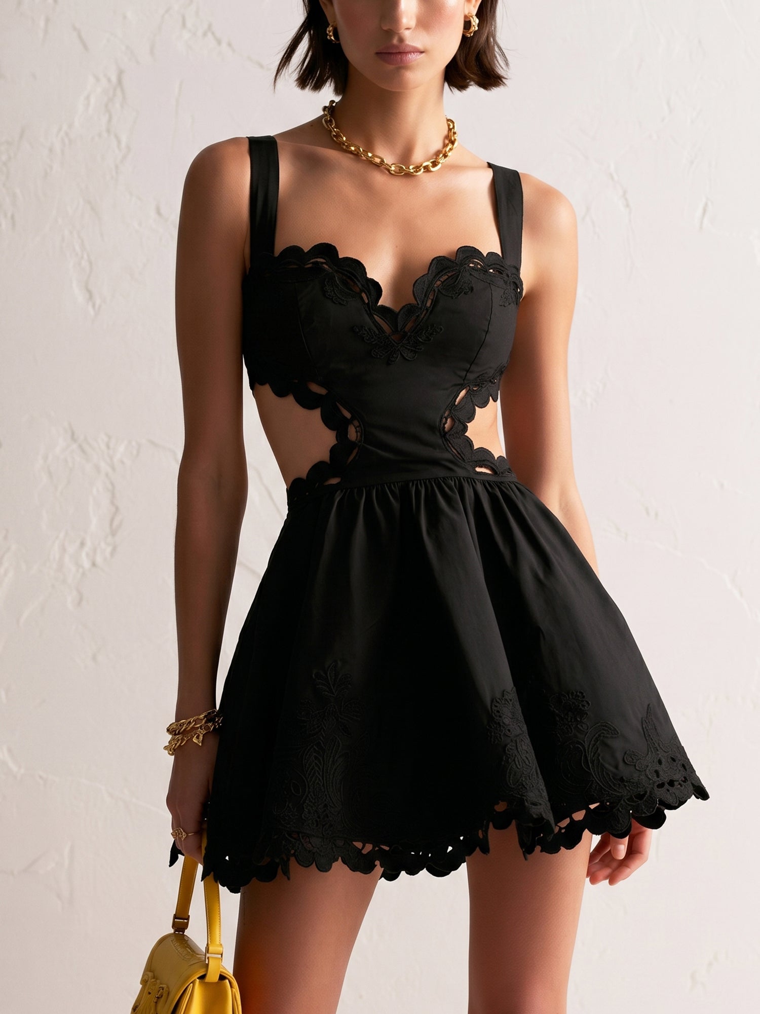 Liserie "Midnight Rose" Cutout Embroidery Dress