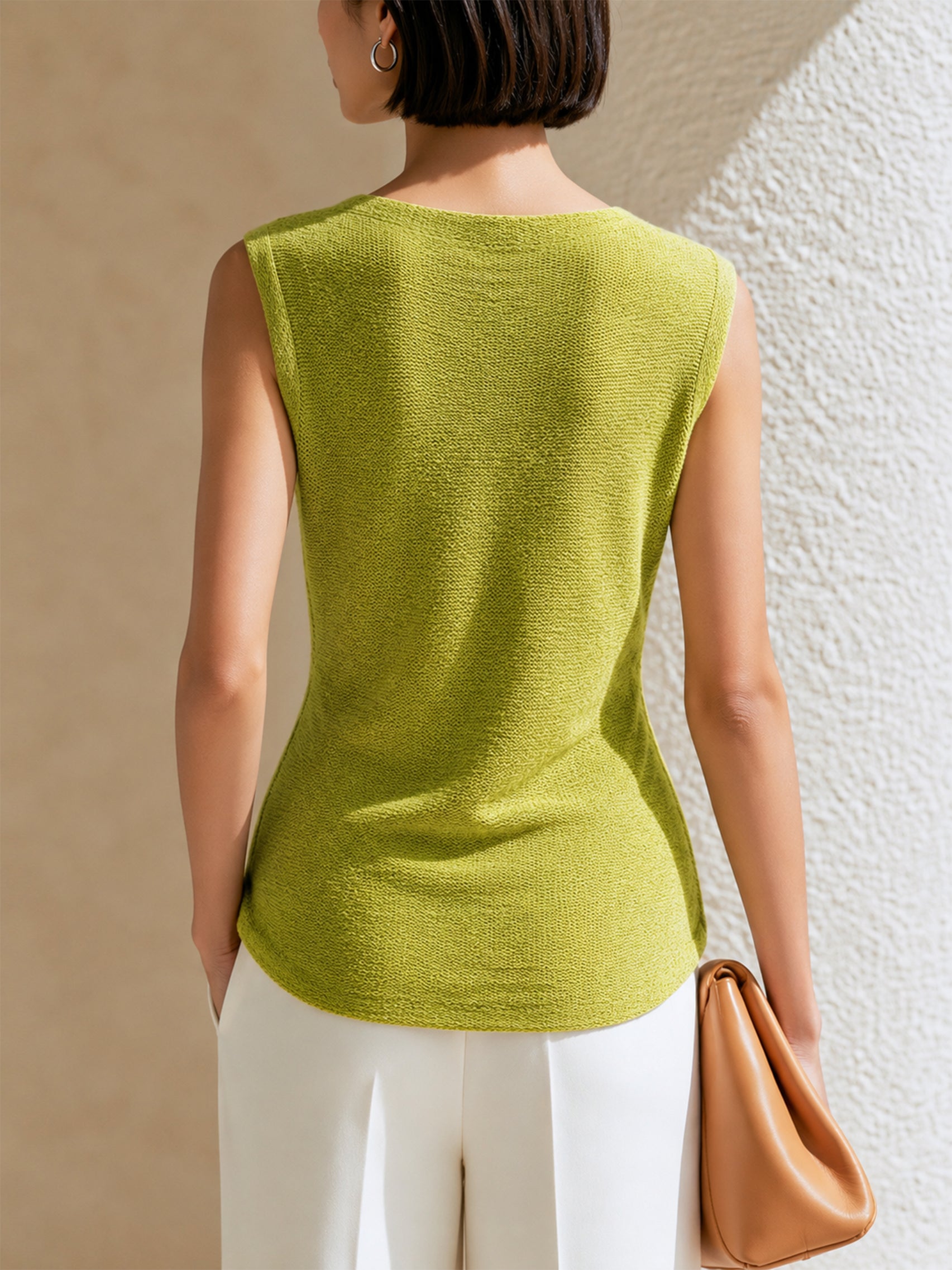 Liserie Chartreuse Knit Sleeveless Top