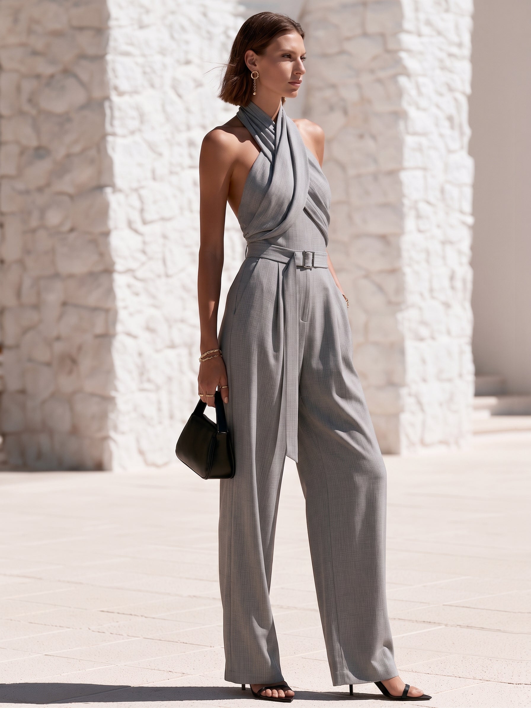 Liserie Celeste Draped Halter Jumpsuit