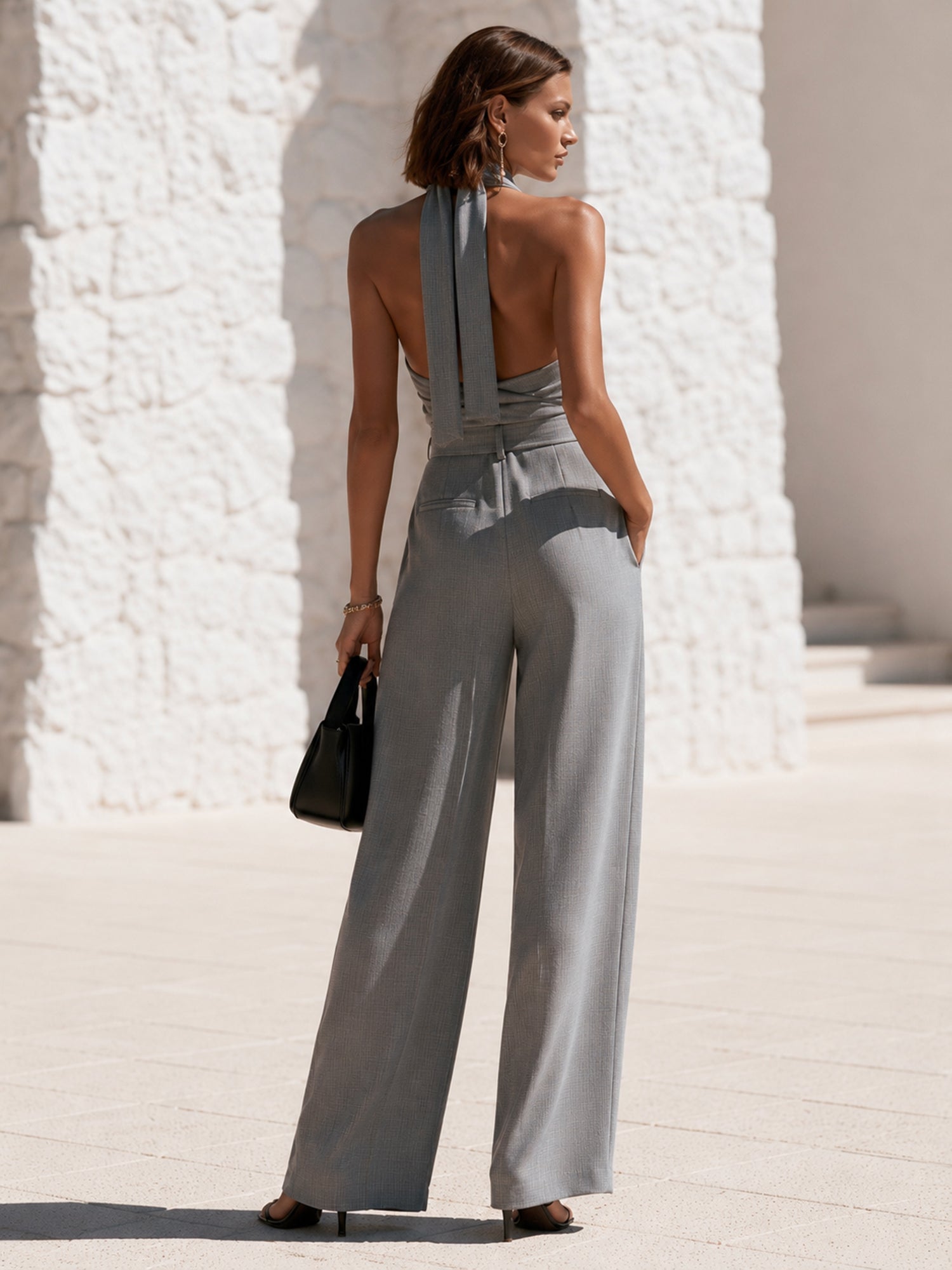 Liserie Celeste Draped Halter Jumpsuit