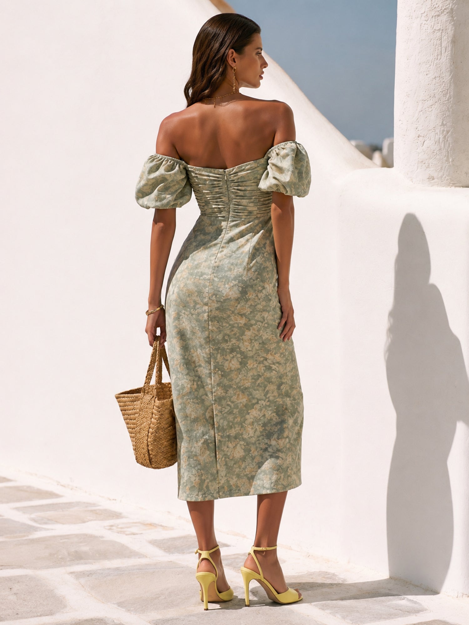 Liserie Celeste Sage Green Floral Print Dress