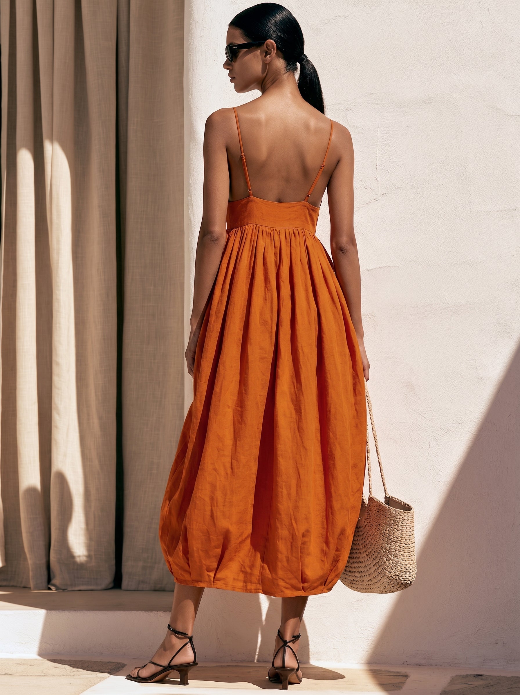 Liserie Soléa Linen Gathered Midi Dress