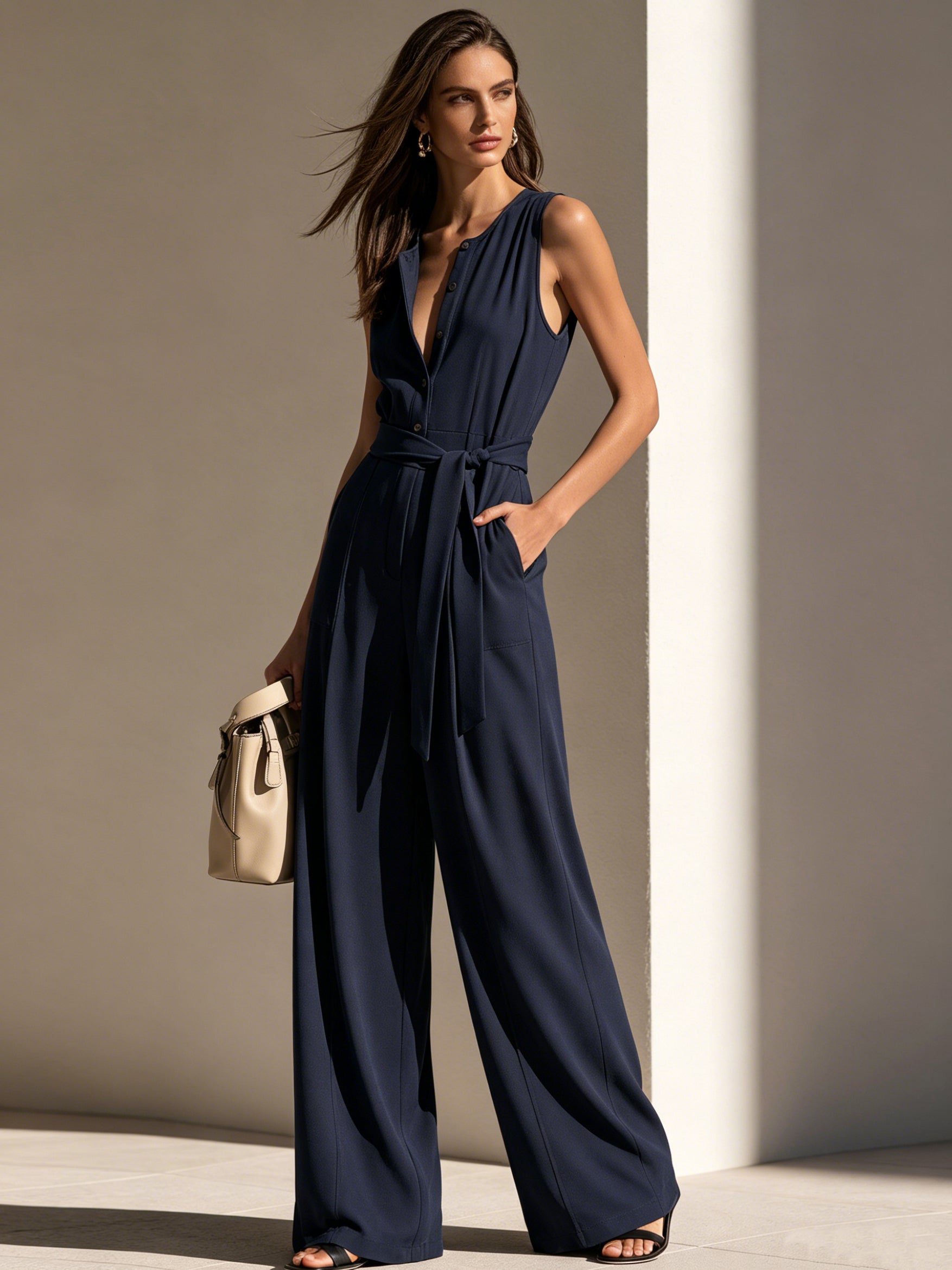 Liserie Navy Sleeveless Tailored Jumpsuit