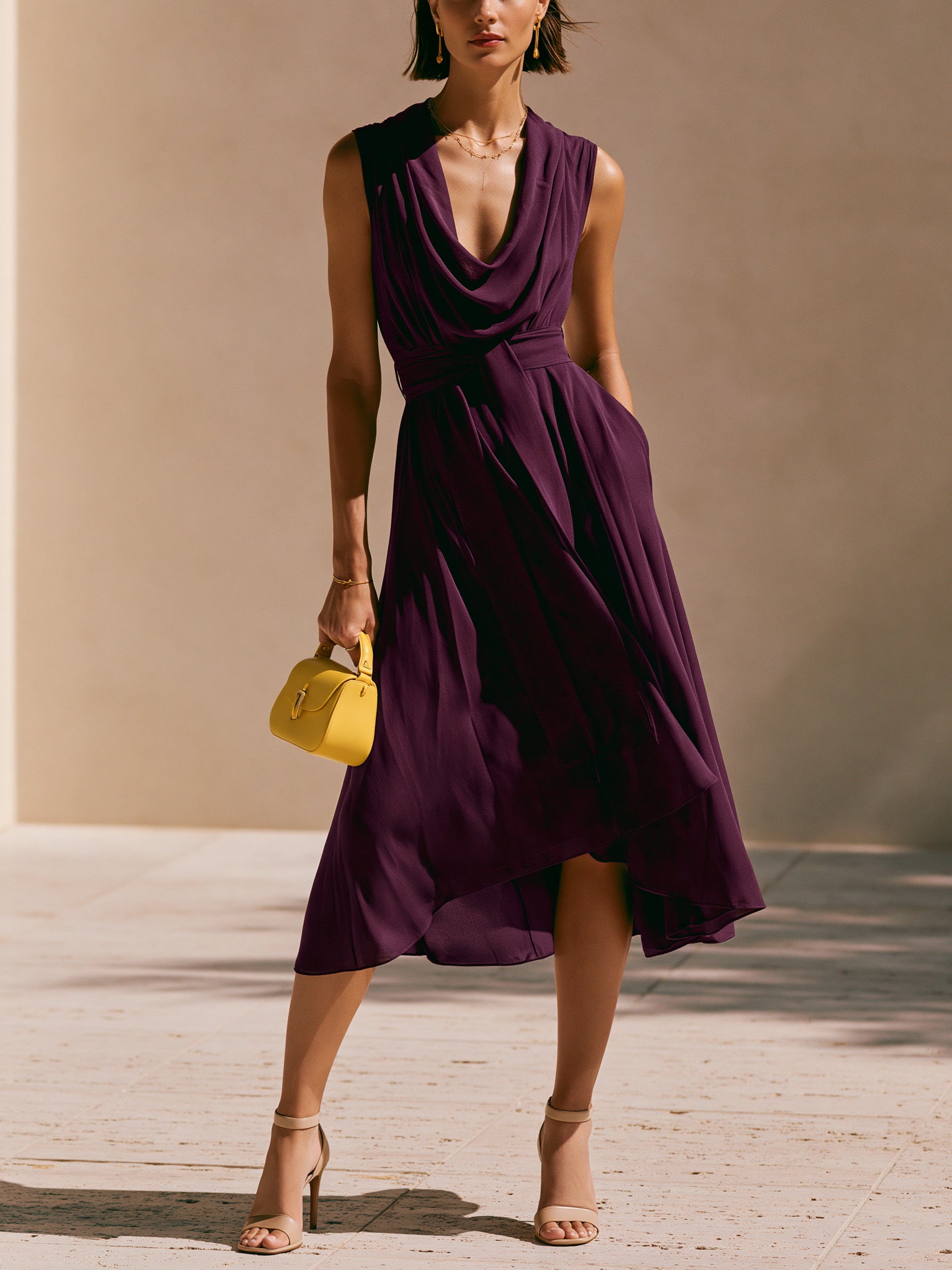 Liserie Midnight Plum Draped Dress