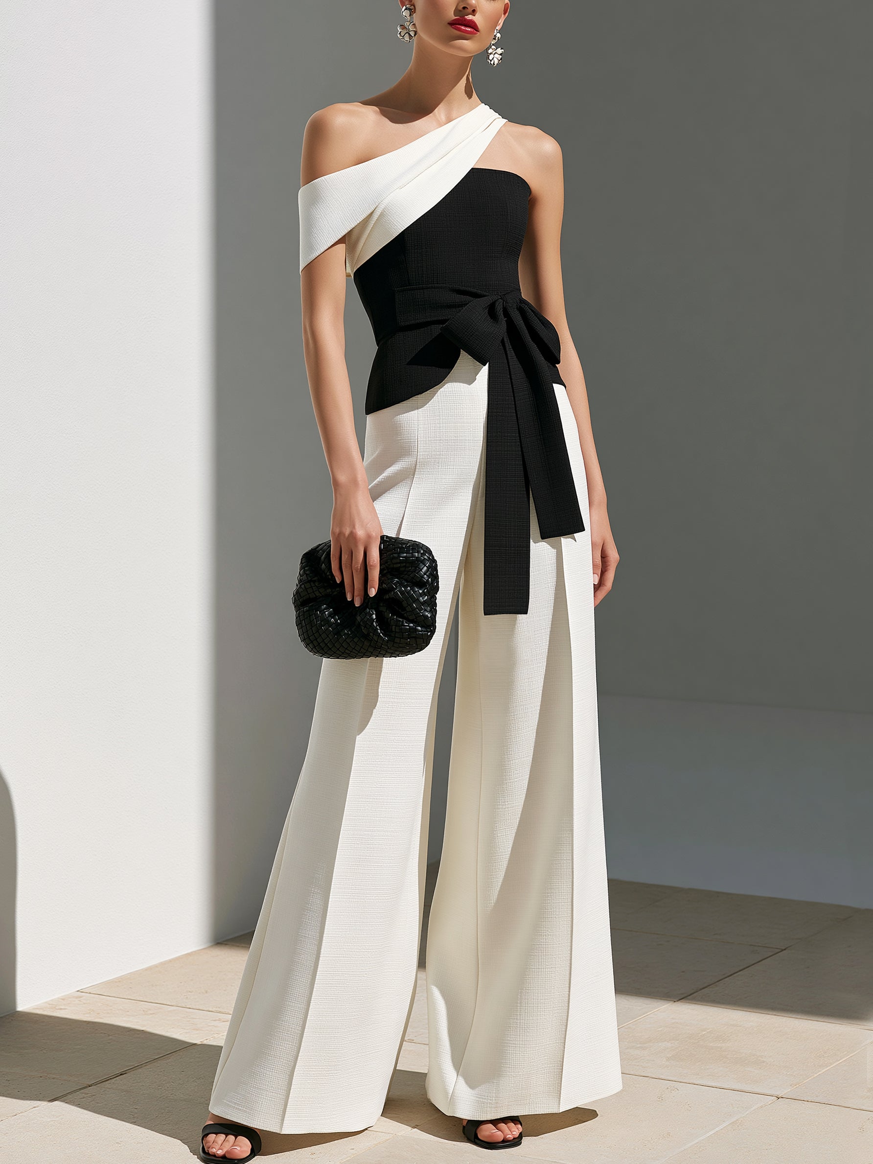 Liserie Asymmetric One Shoulder Wide Leg Jumpsuit