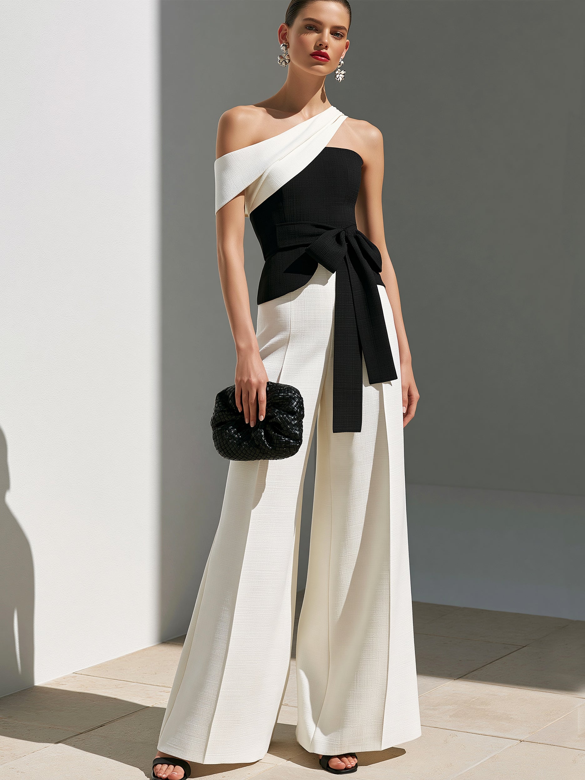 Liserie Asymmetric One Shoulder Wide Leg Jumpsuit
