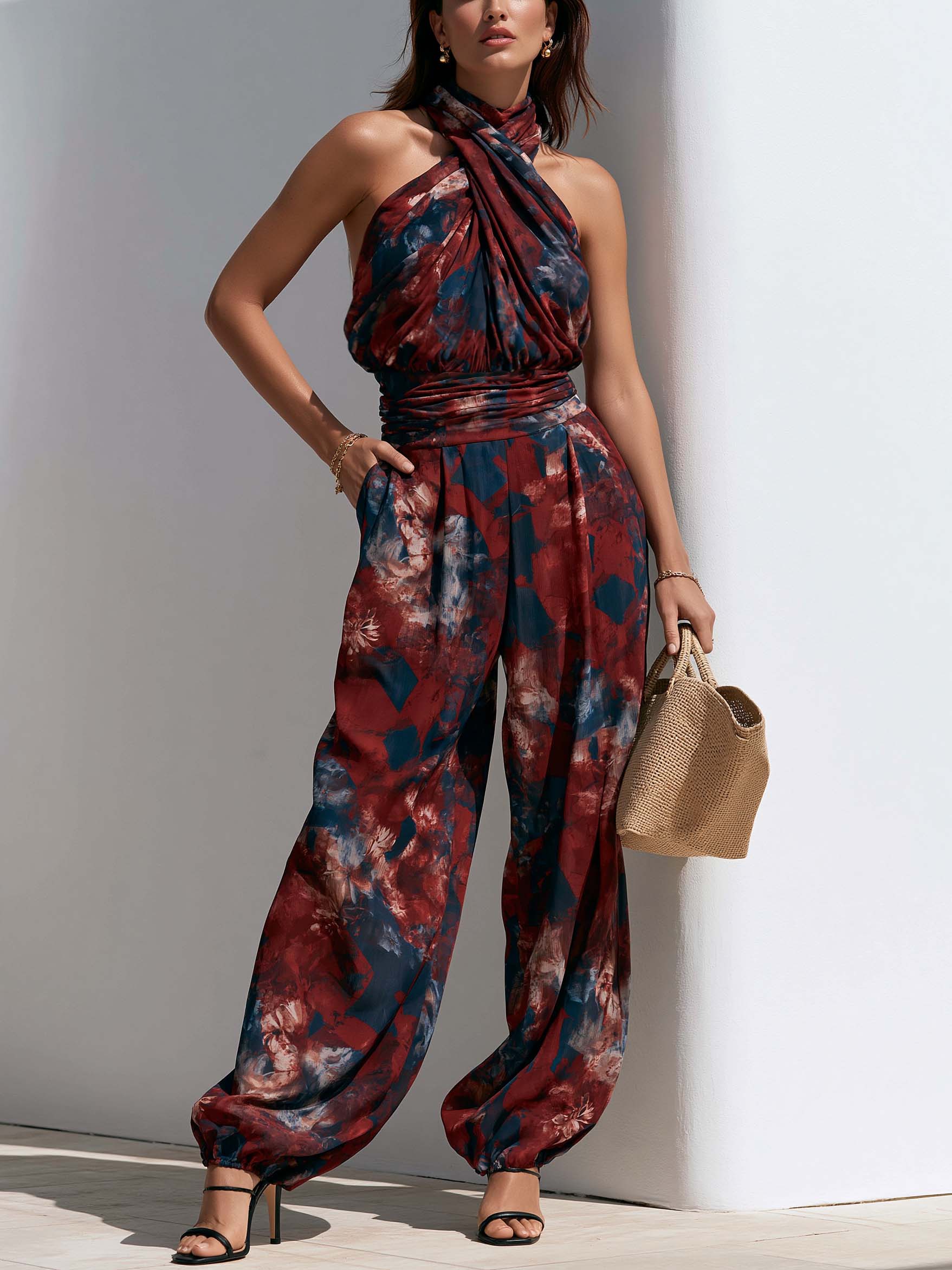 Liserie "Twilight Impression" Crisscross Halter Jumpsuit