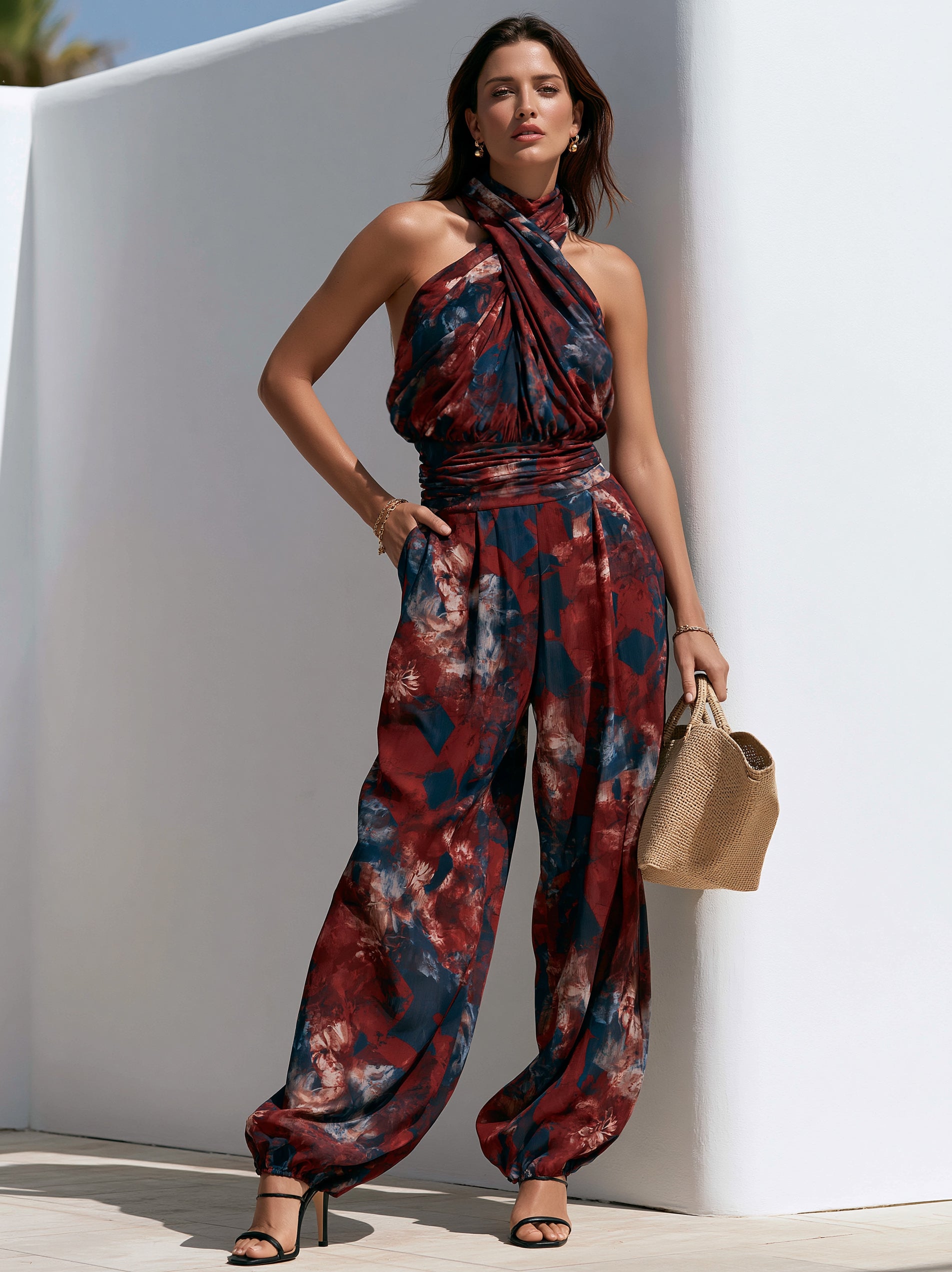 Liserie "Twilight Impression" Crisscross Halter Jumpsuit