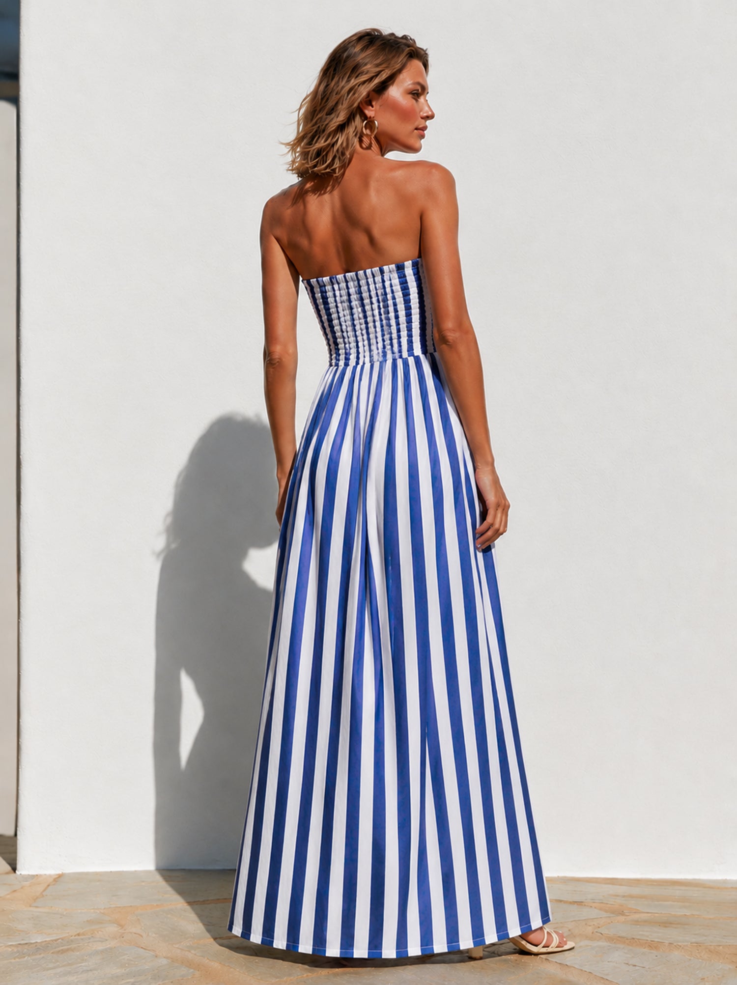 Liserie Blue & White Striped Summer Seaside Dress