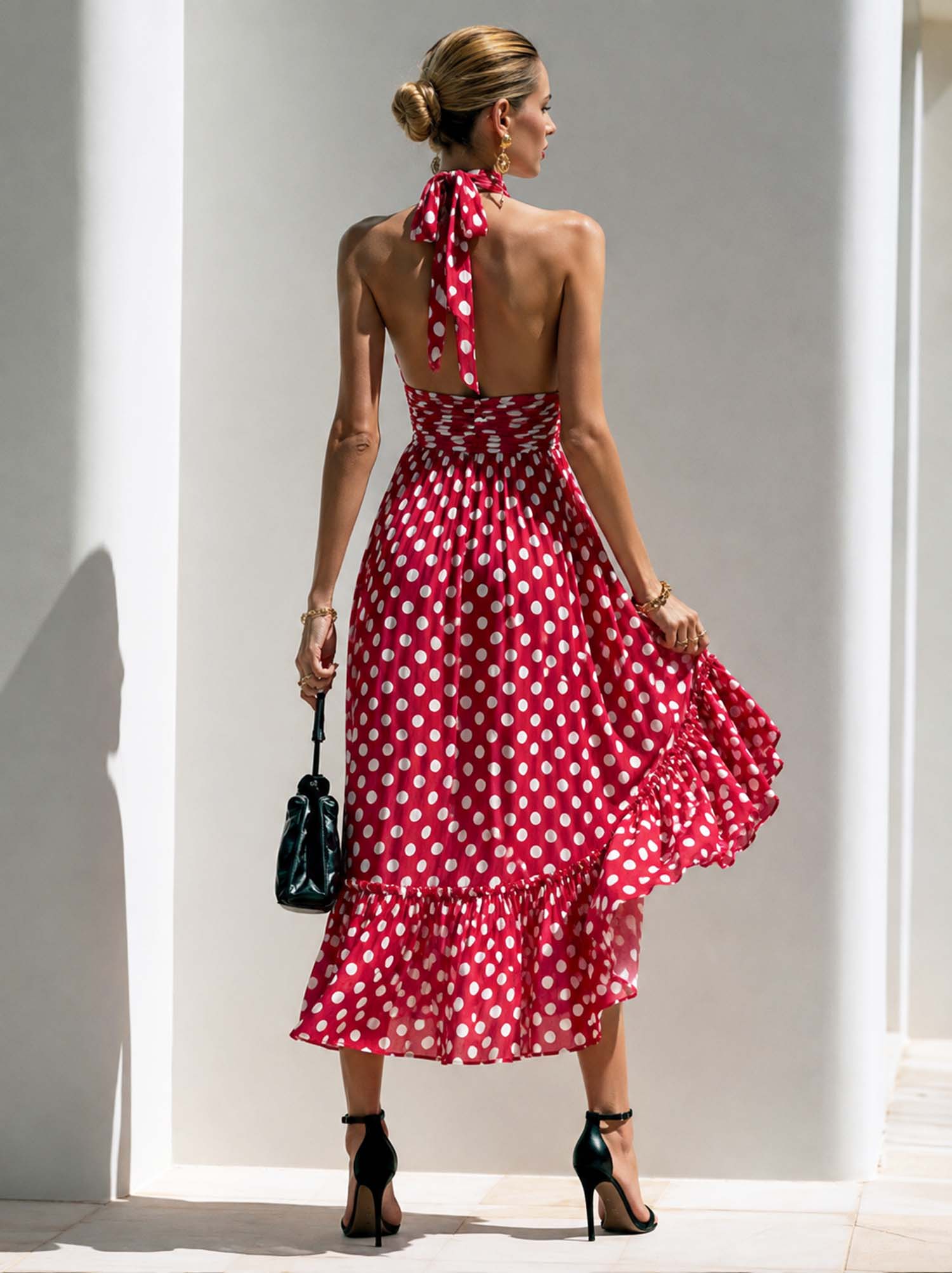 Vintage Polka-Dot Halter Dress | A Perfect Blend Of French Romance And Elegance