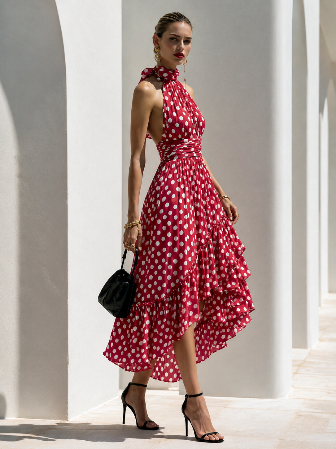 Vintage Polka-Dot Halter Dress | A Perfect Blend Of French Romance And Elegance