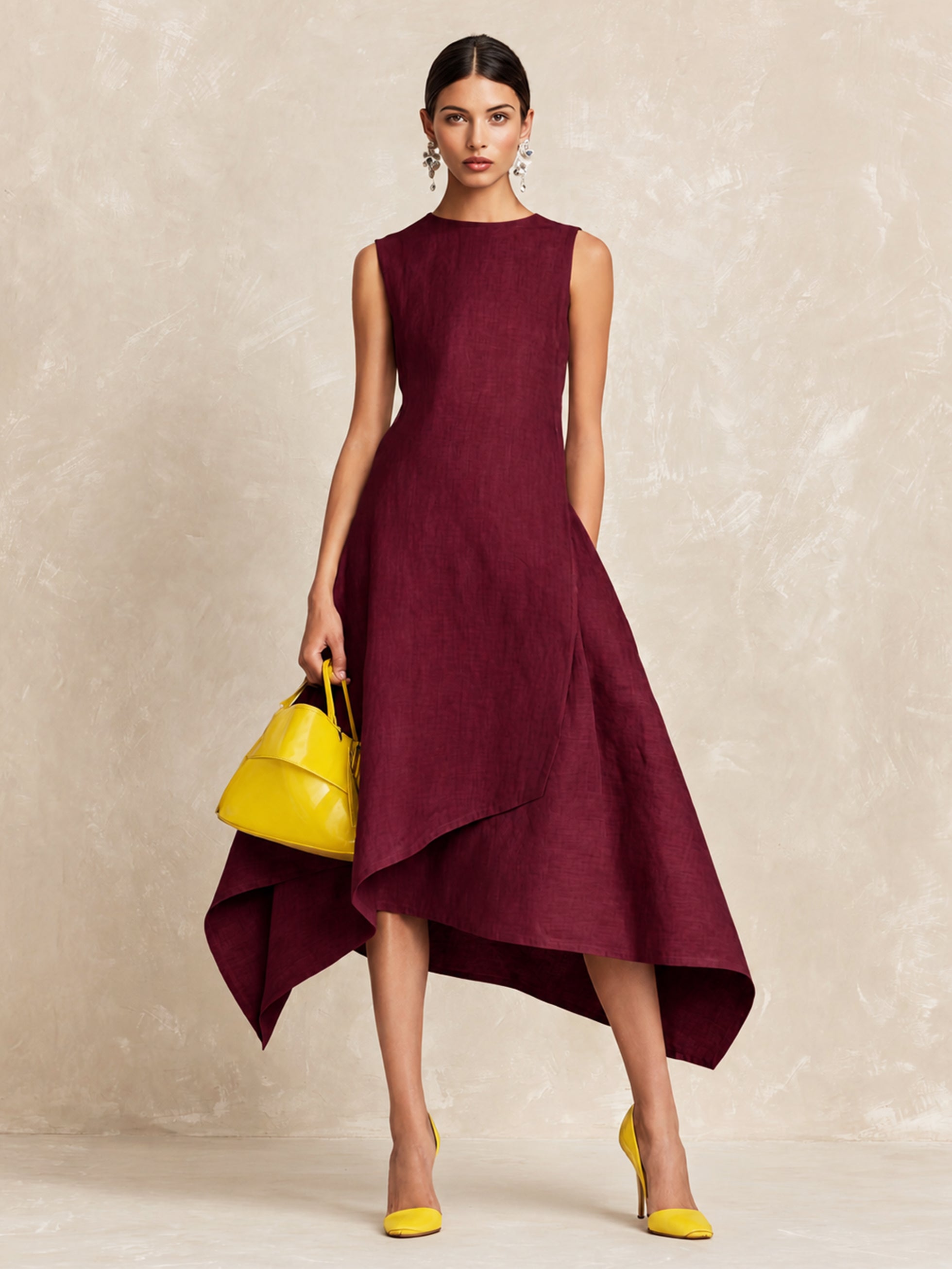 Liserie Elegant Asymmetric Midi Dress