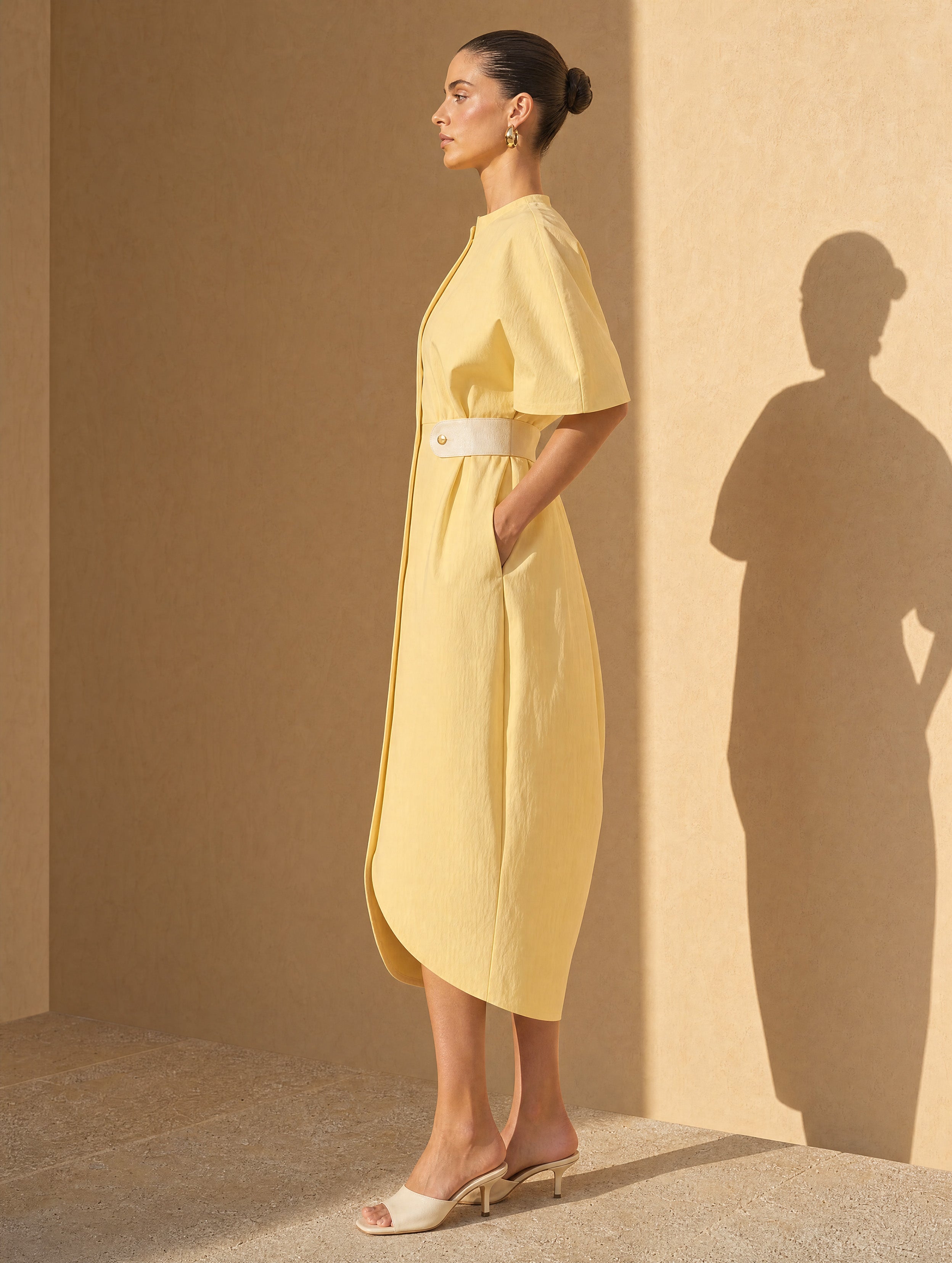 French Grace Butter Yellow Midi Dress