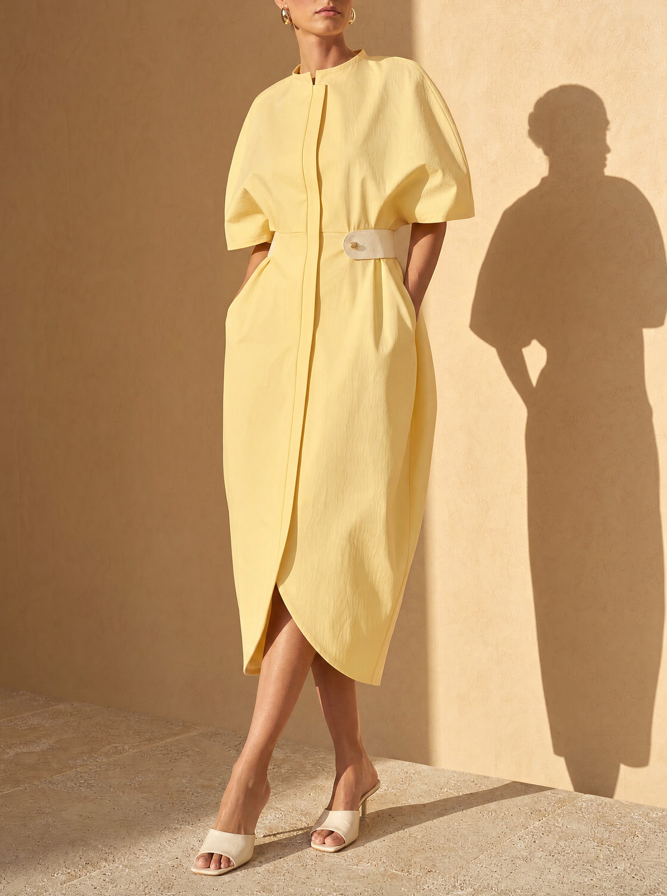 French Grace Butter Yellow Midi Dress