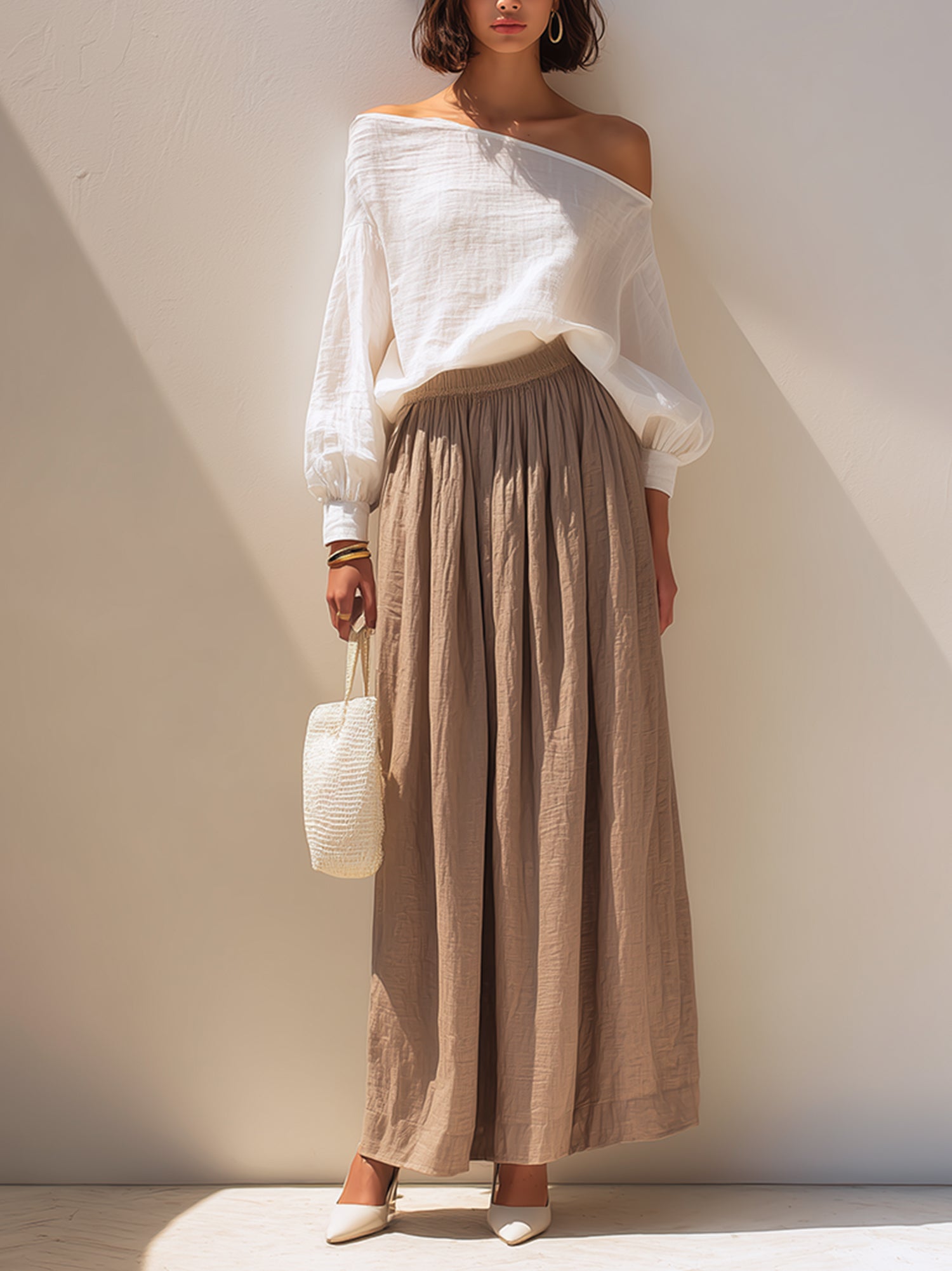 Elegant Off-shoulder Linen Set