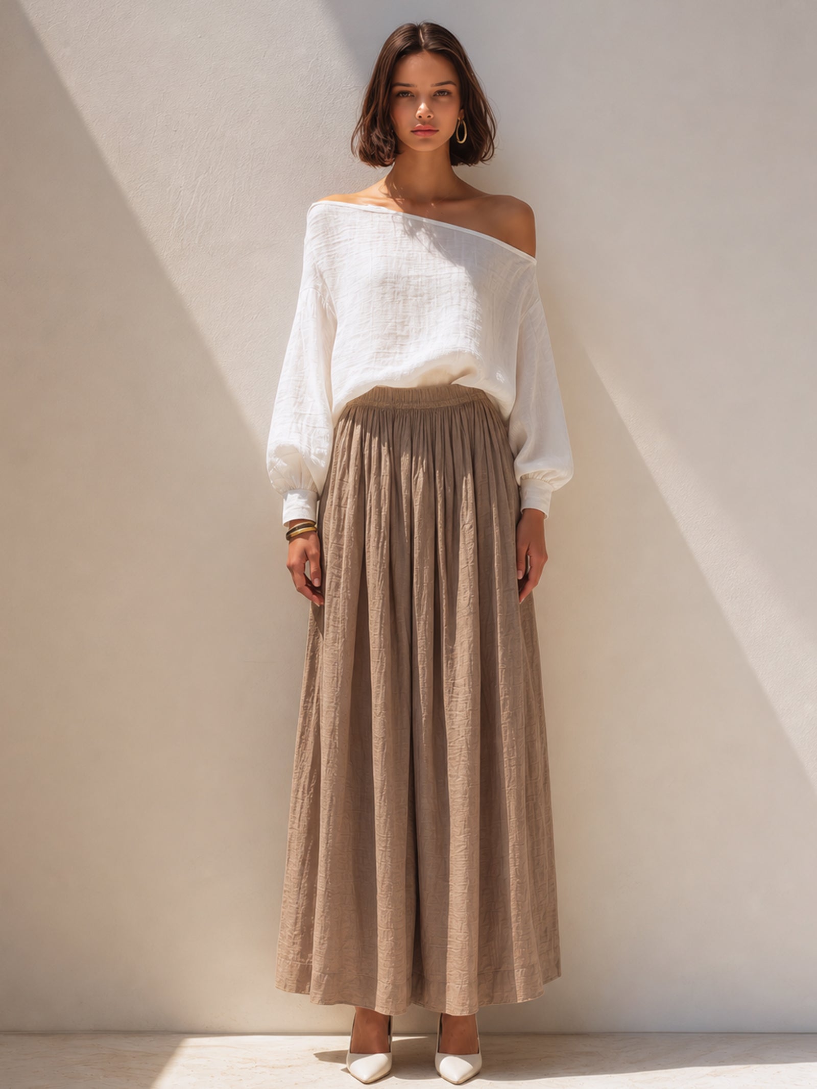 Elegant Off-shoulder Linen Set