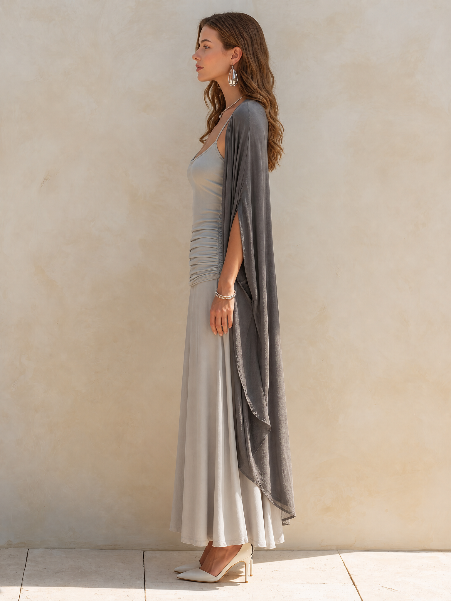 Elegant Soft And Cozy Grey Shawl Set