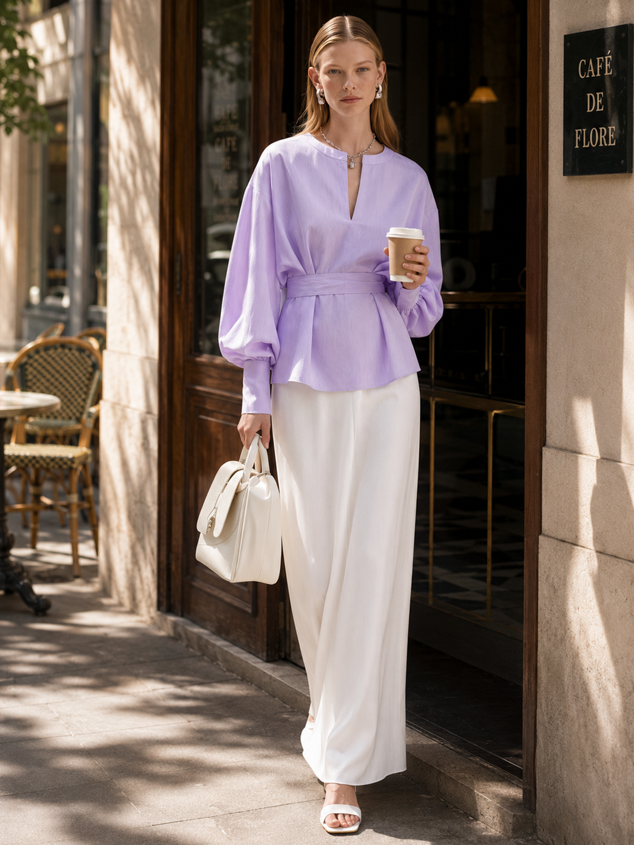 Elegant Burgundy Linen Shirt And White Skirt Set