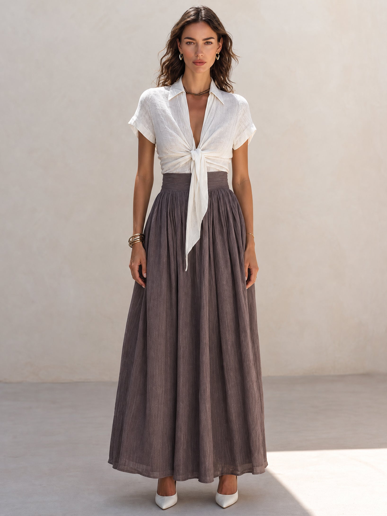 Elegant Linen Shirt Dress Set