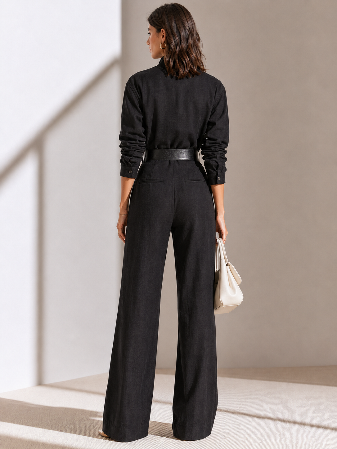 Black Zippered-pocket Utility Jumpsuit