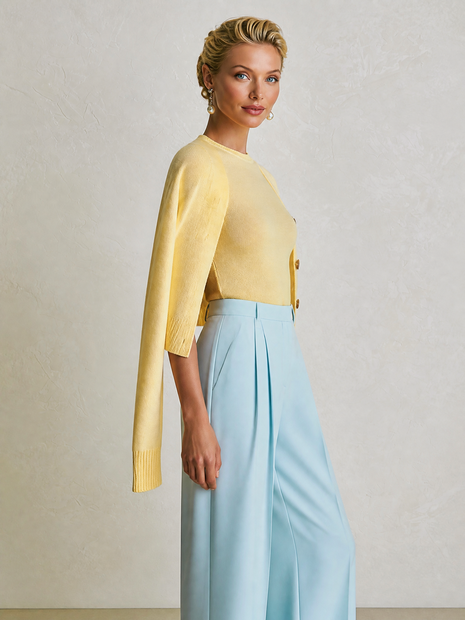 Elegant Knit Short‑Sleeve Top & Button‑Front Knit Cardigan Set