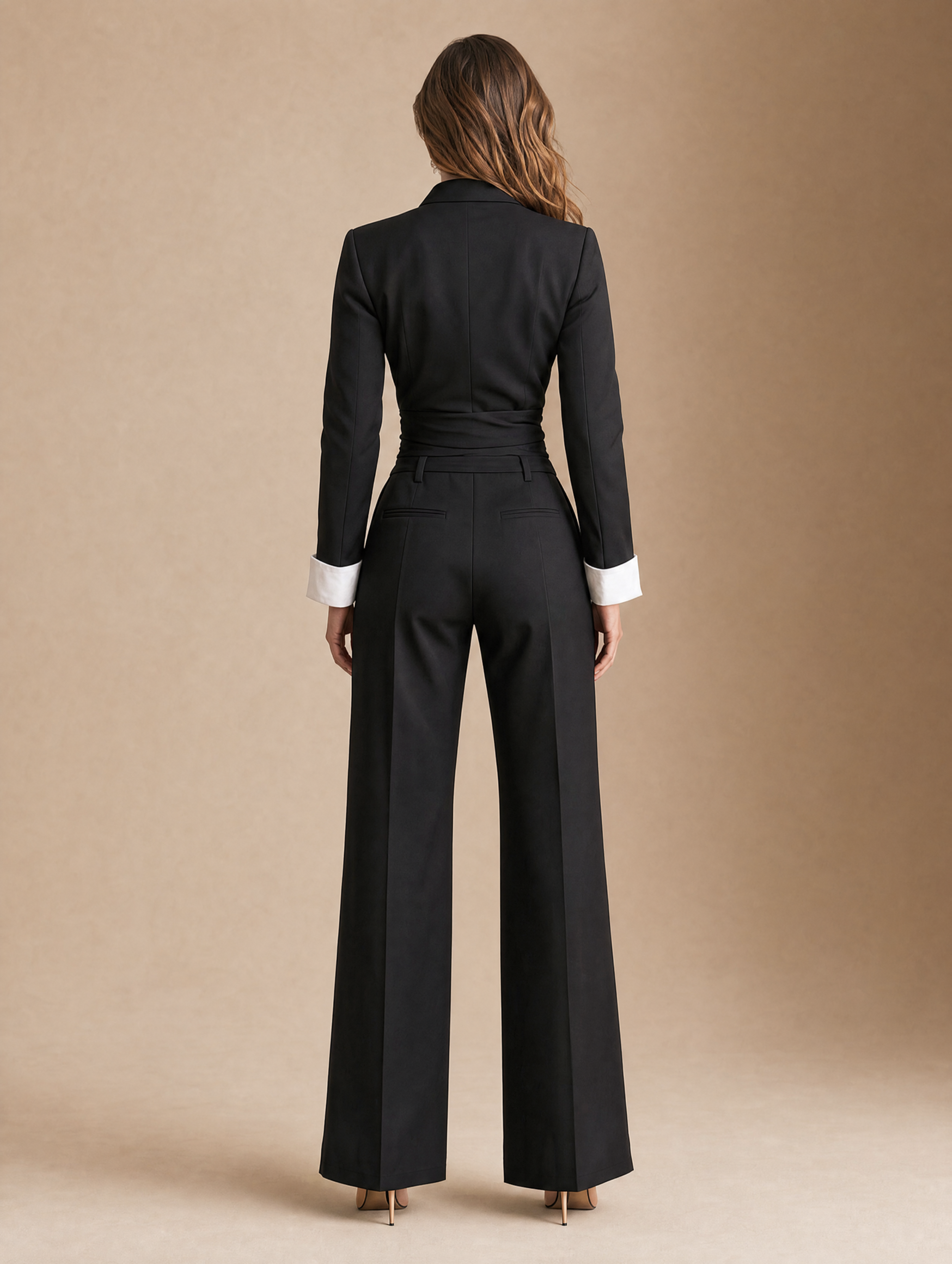 Elegant Black-and-white Color-block "faux-layered" Blazer-style Fabric Piece