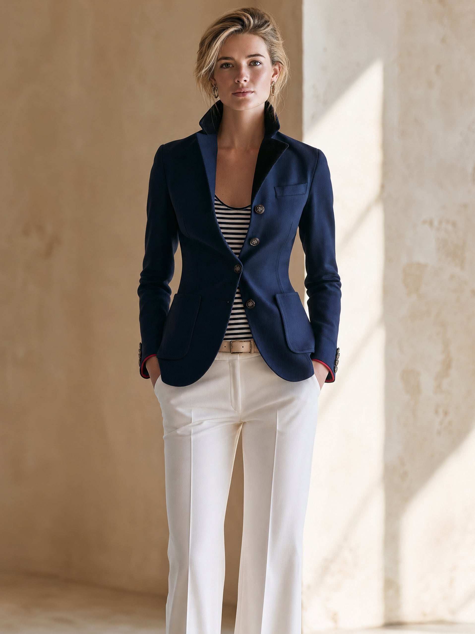 Smart‑Casual Navy Blazer Outerwear