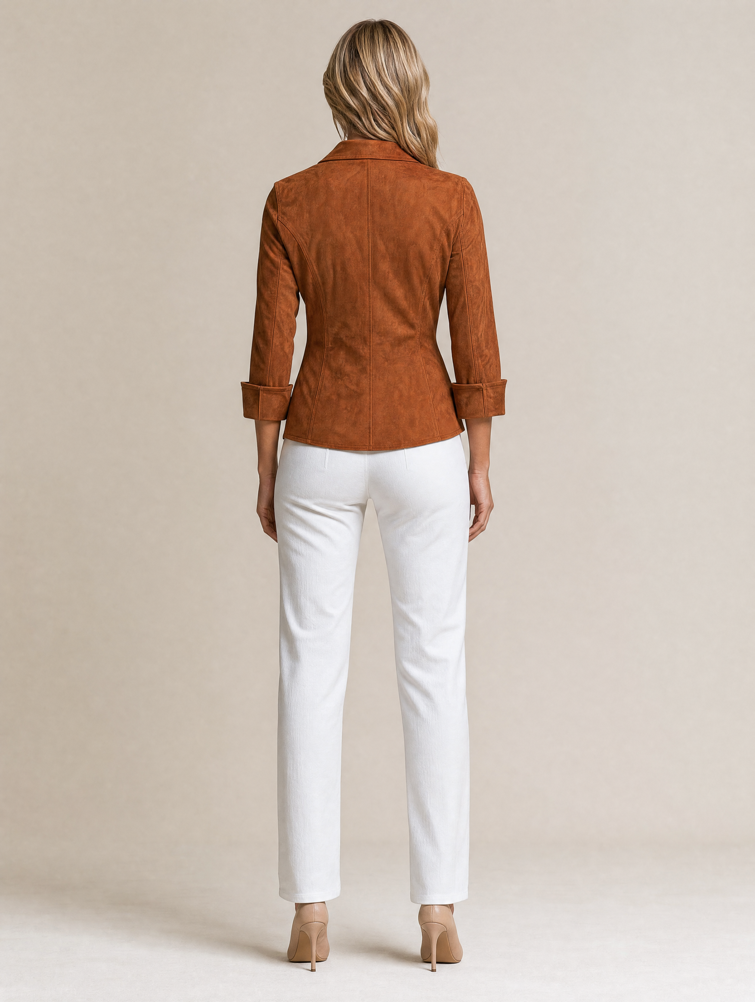 Elegant Brown Waist-cinching Jacket