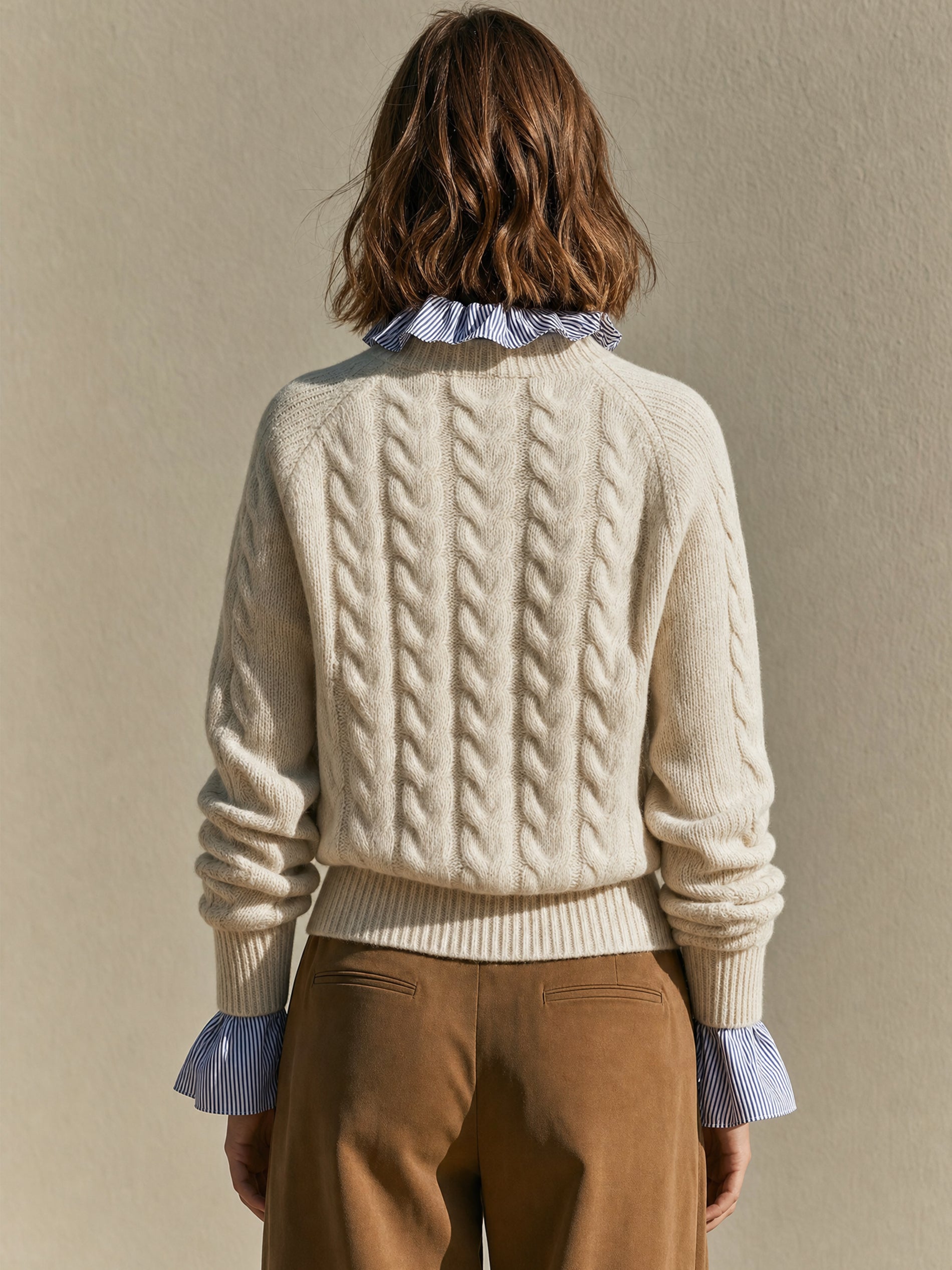 Cable‑Knit Faux‑Layer Sweater Pullover