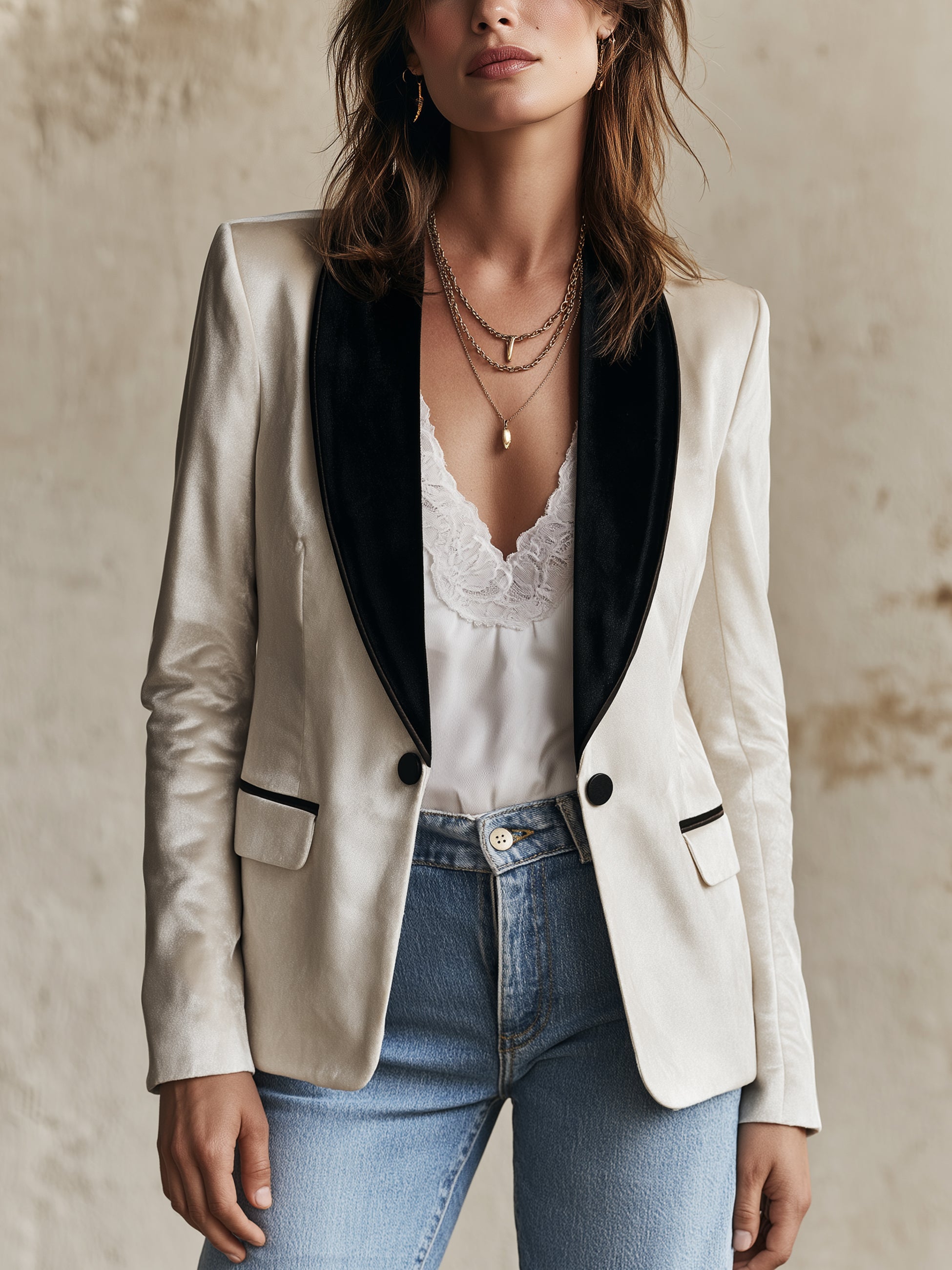 Velvet Tailored Black Velvet Shawl Lapel Blazer Jacket