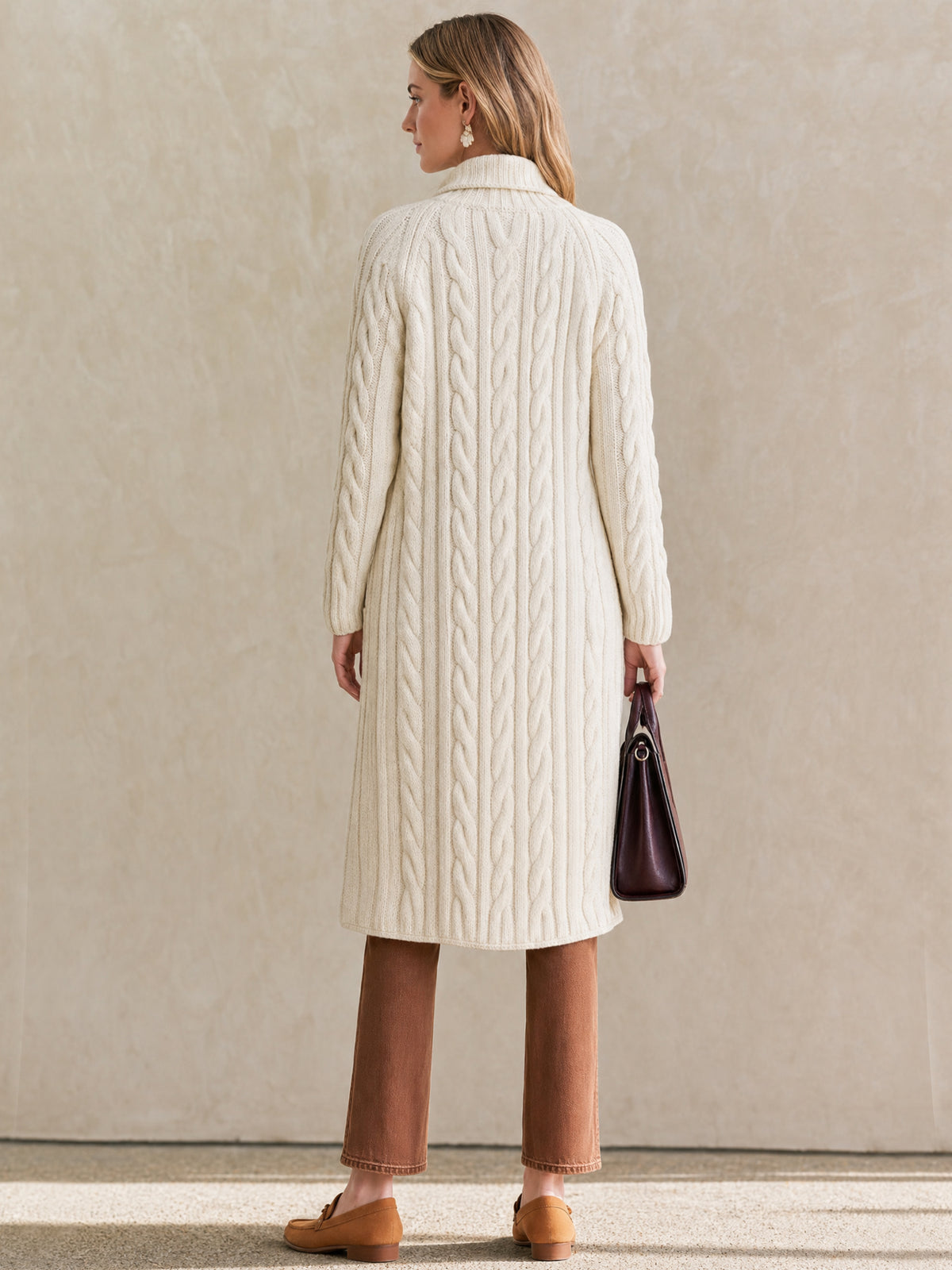 Cable‑Knit Long Cardigan Coat Outerwear