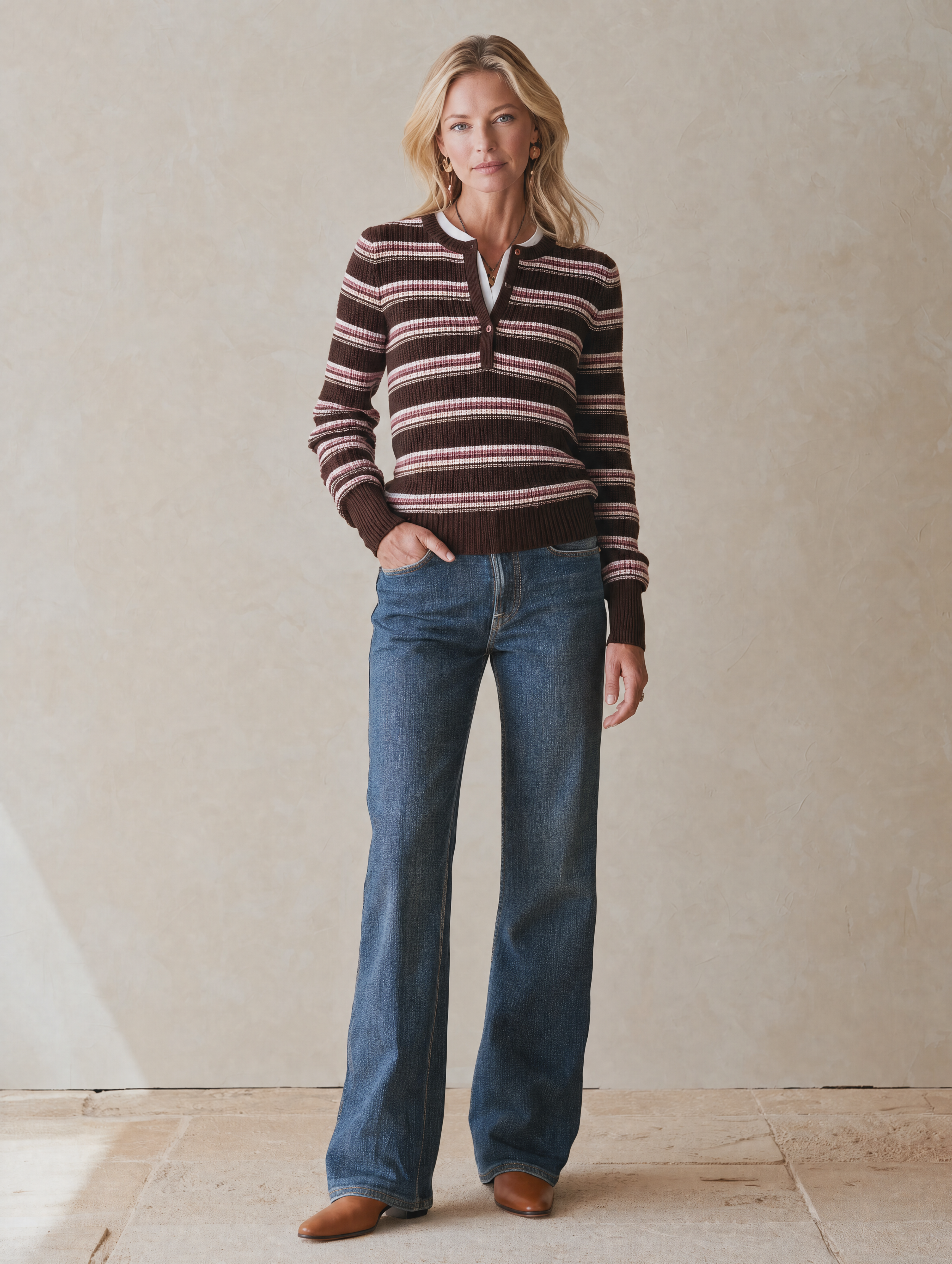 Classic Dark Blue Straight-Leg Wide-Leg Jeans