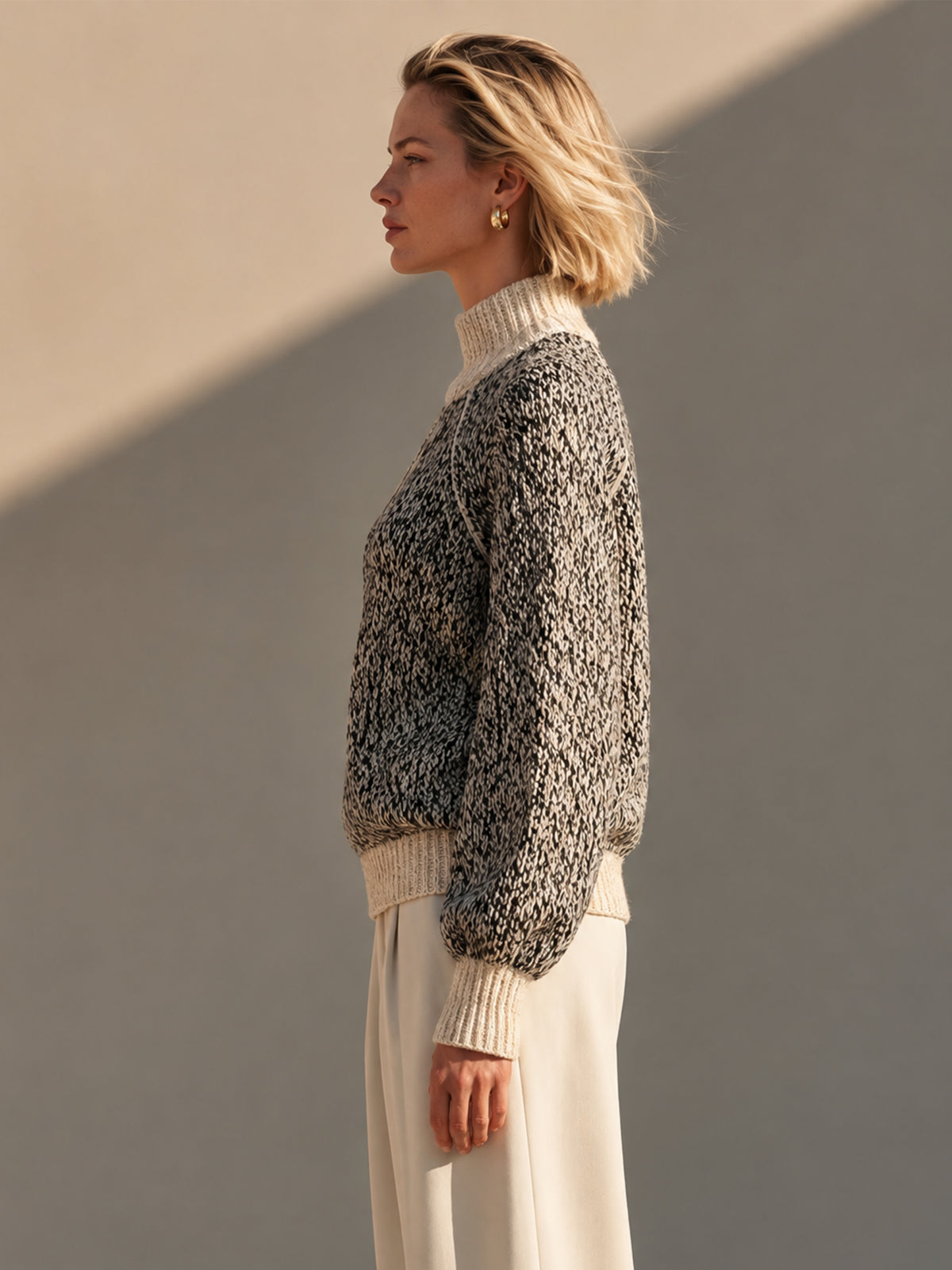 Marled Yarn Turtleneck Sweater Knitwear