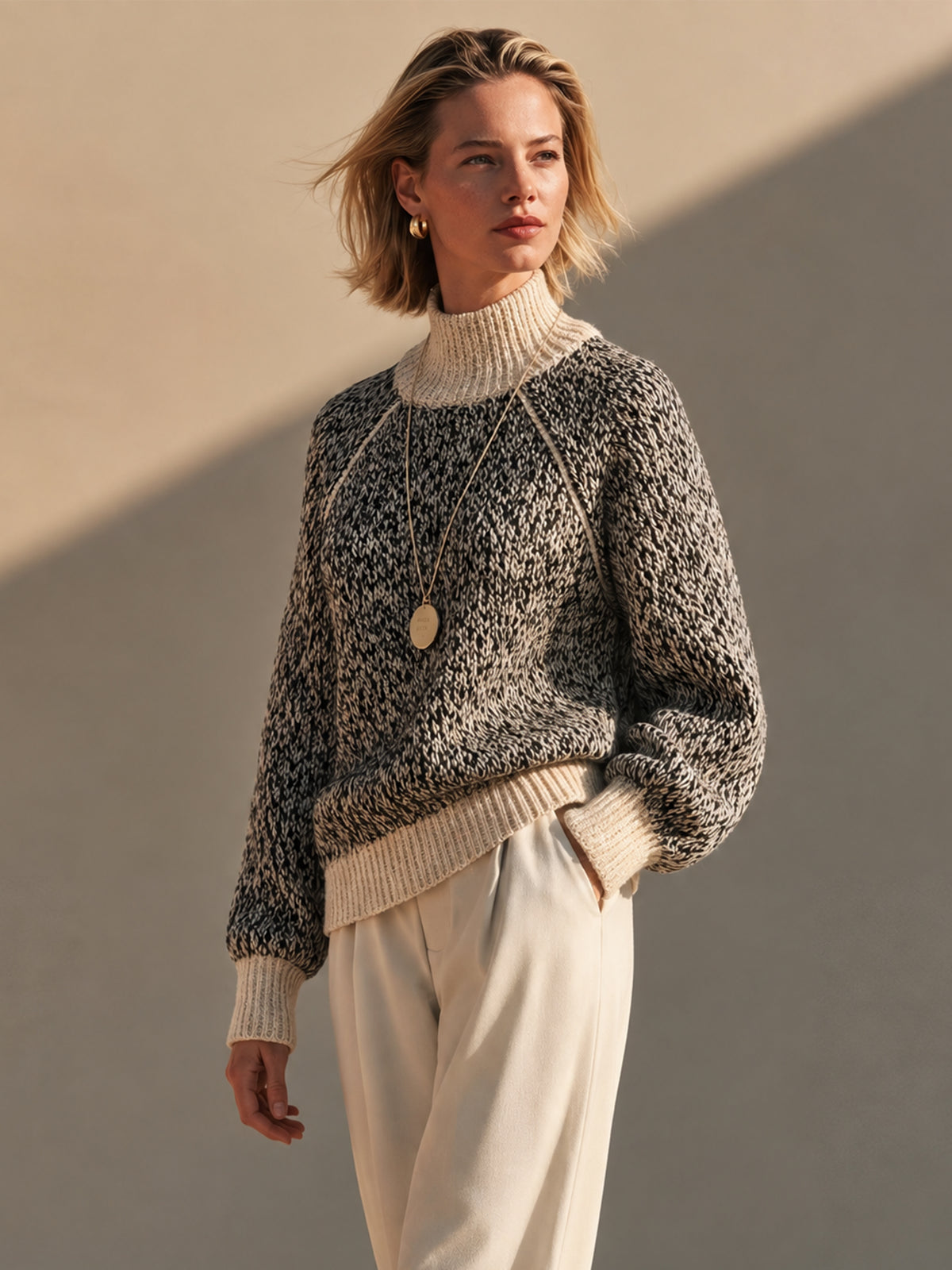 Marled Yarn Turtleneck Sweater Knitwear