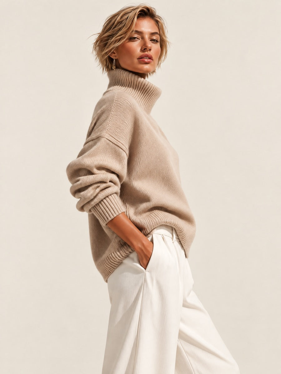 Relaxed Ribbed Turtleneck Sweater Pullover