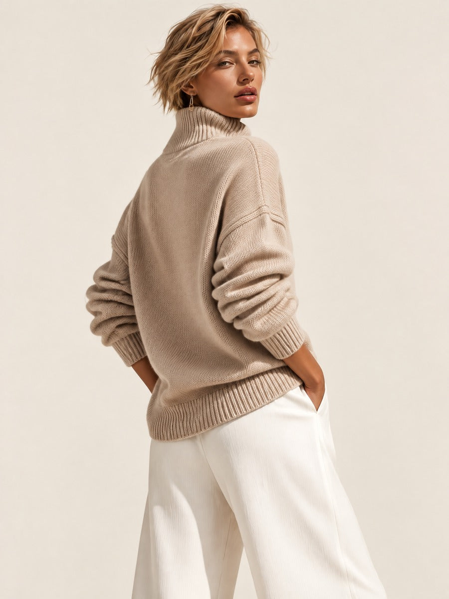 Relaxed Ribbed Turtleneck Sweater Pullover