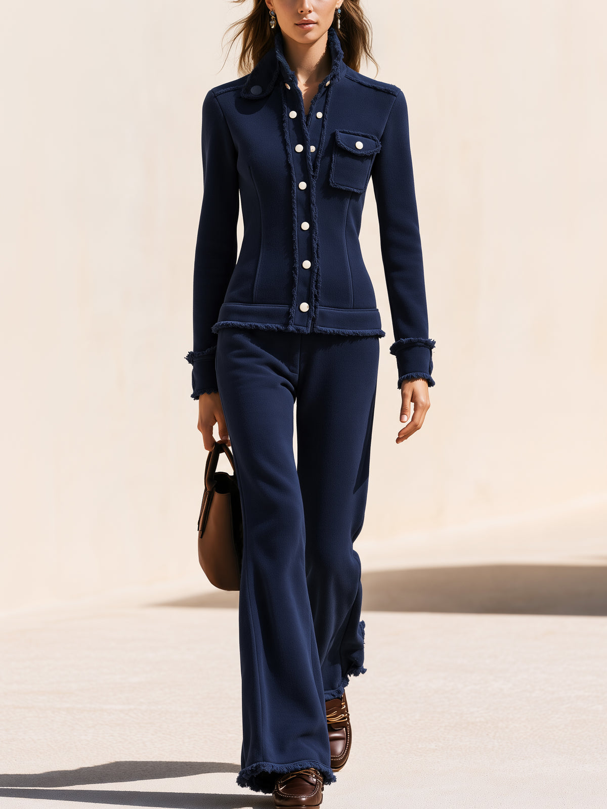 Sweatshirt Button-Up & Trouser Sweatpant Set