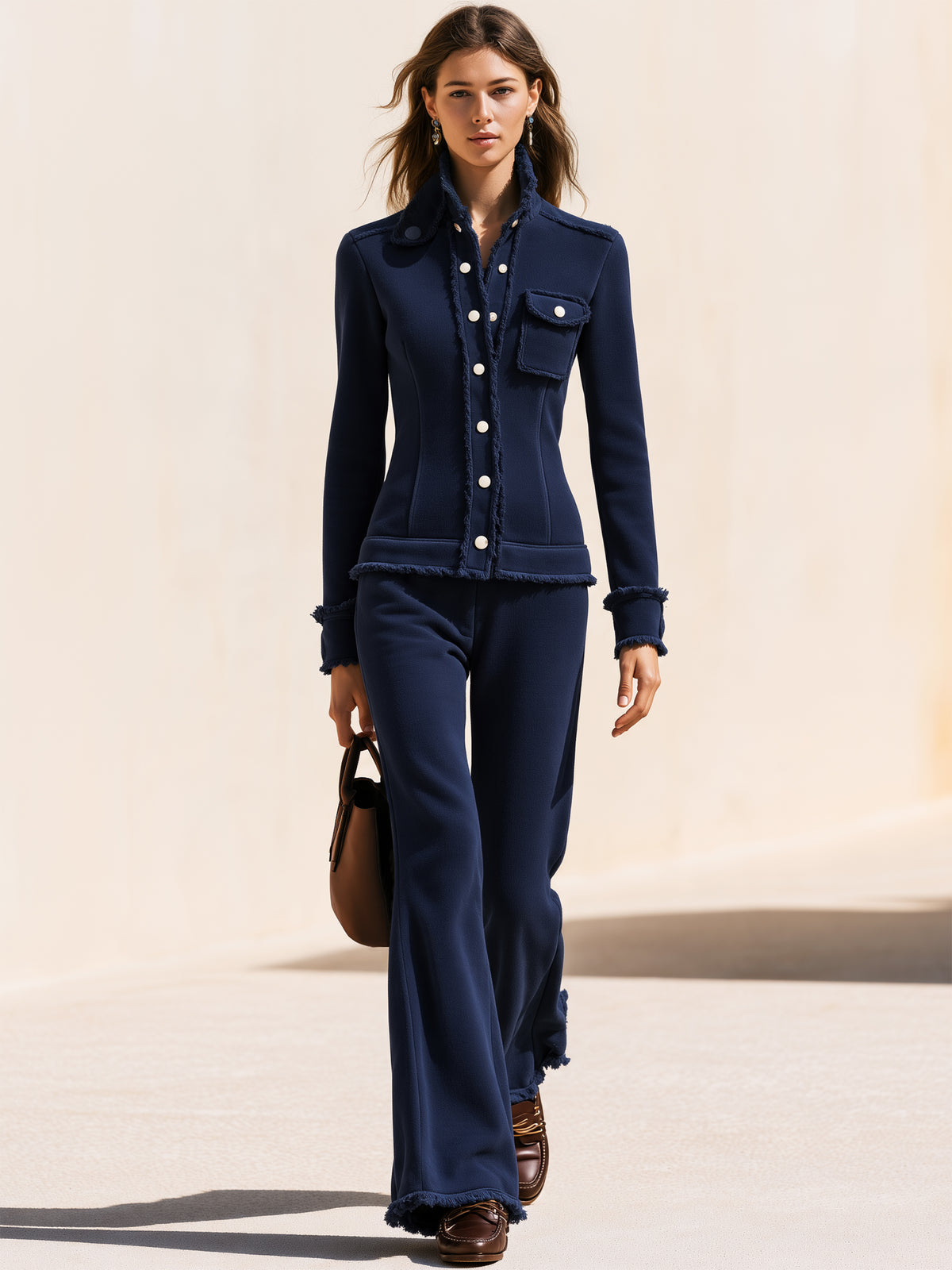 Sweatshirt Button-Up & Trouser Sweatpant Set