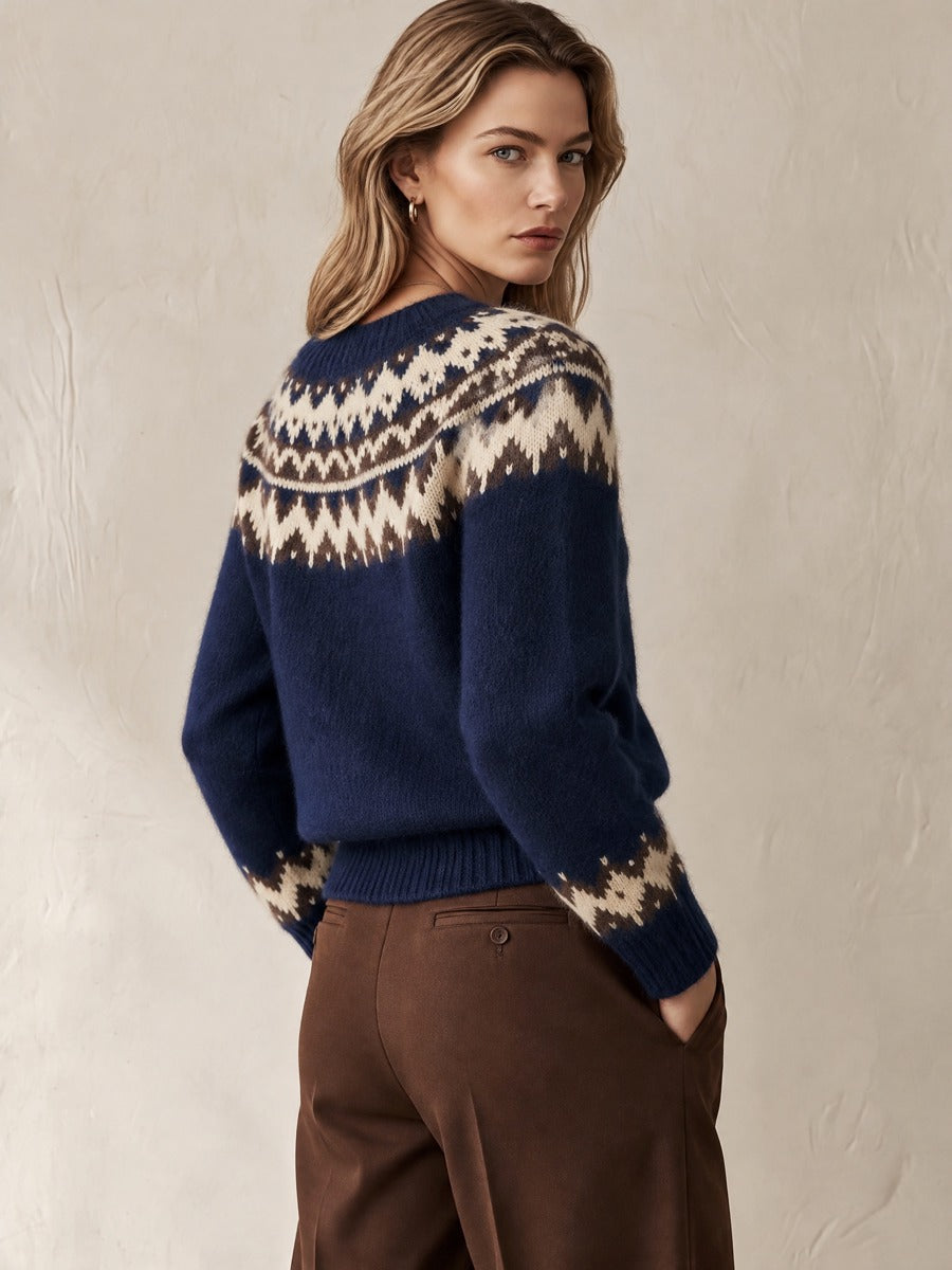 Fair Isle Jacquard Wool Knit Cardigan
