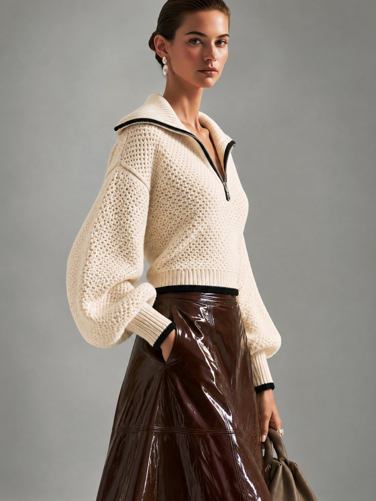 Elegant Half-Zip Chunky Knit Sweater